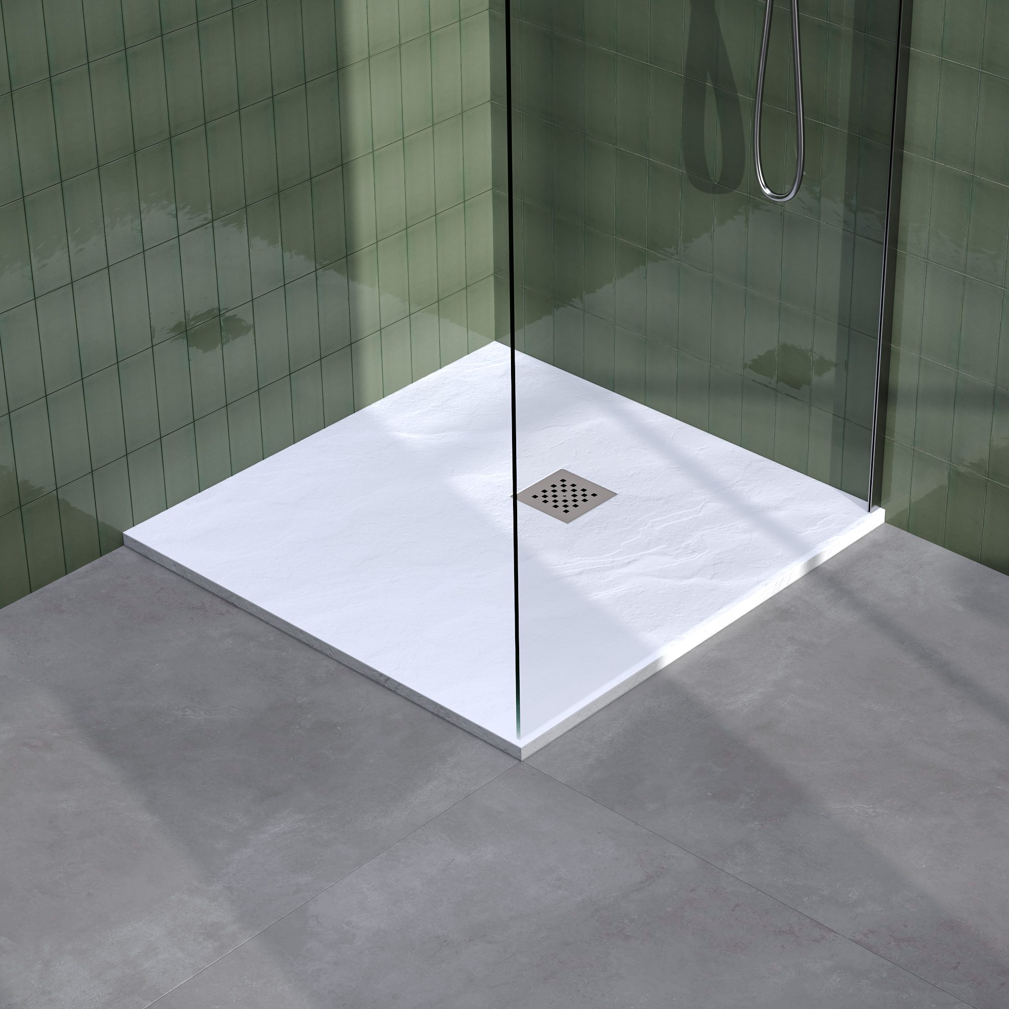 Brauer Asteroid douchebak mineraalmarmer - 100x100 cm - mat wit - DB-AS100100MW