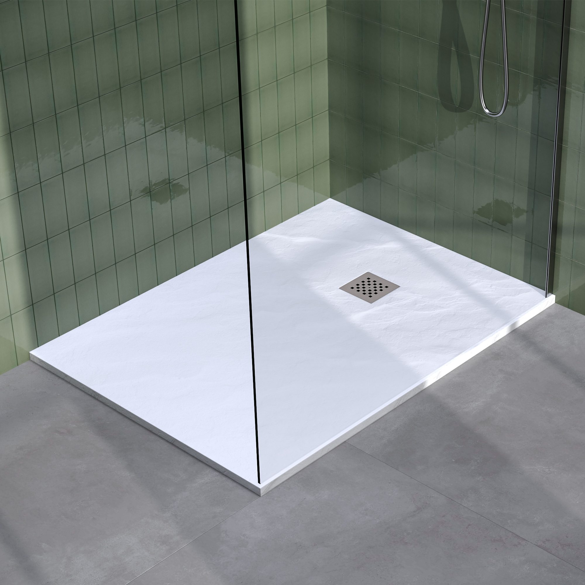 Brauer Asteroid douchebak mineraalmarmer - 120x90 cm - mat wit - DB-AS90120MW