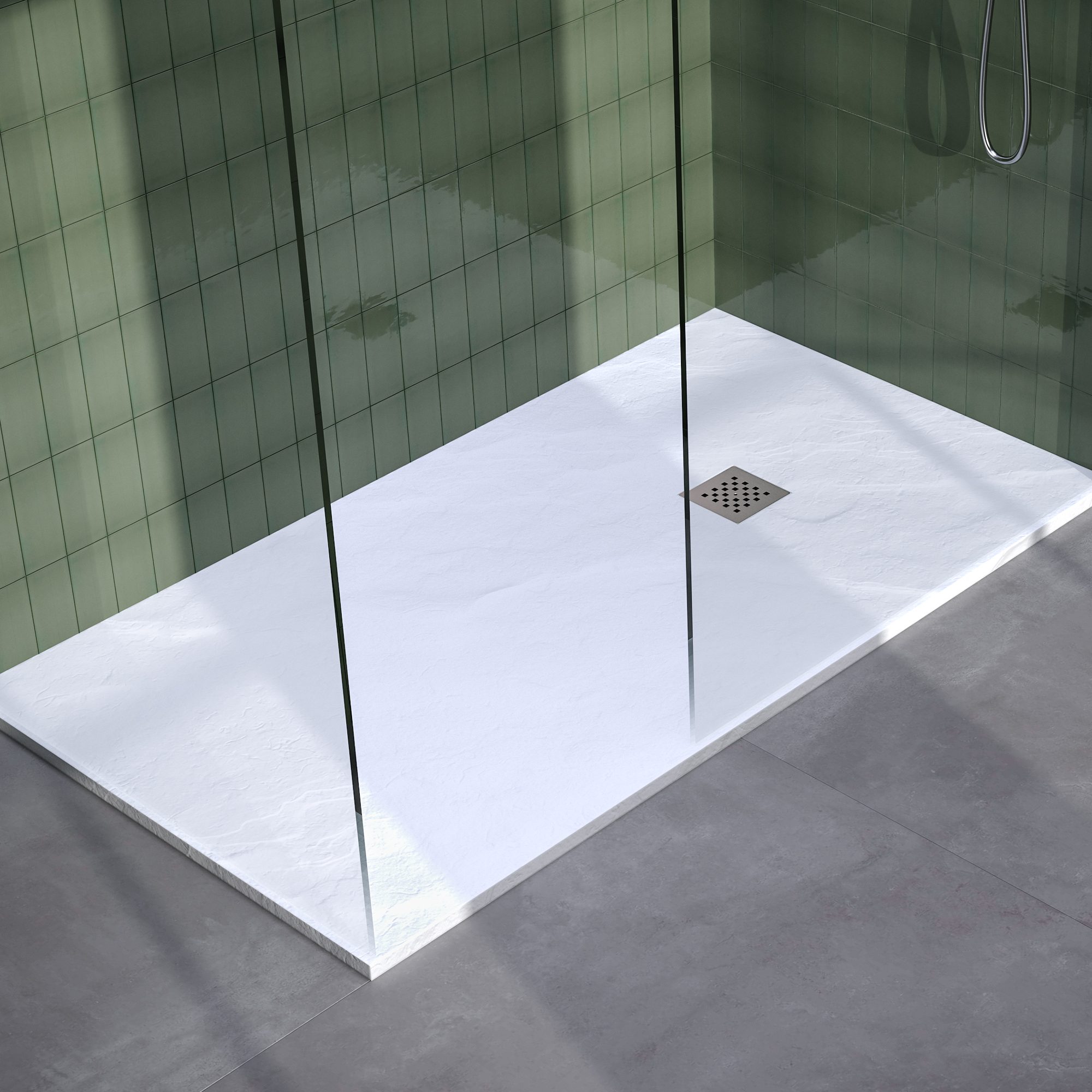 Brauer Asteroid douchebak mineraalmarmer - 160x90 cm - mat wit - DB-AS90160MW