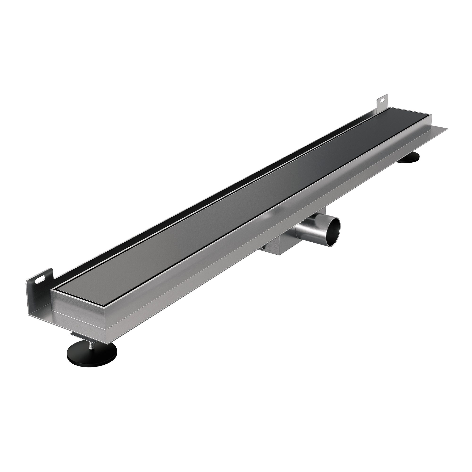 Brauer muur douchegoot met multifunctioneel rooster en muurflens - 70cm - geborsteld gunmetal PVD - DR-MRFW70GM