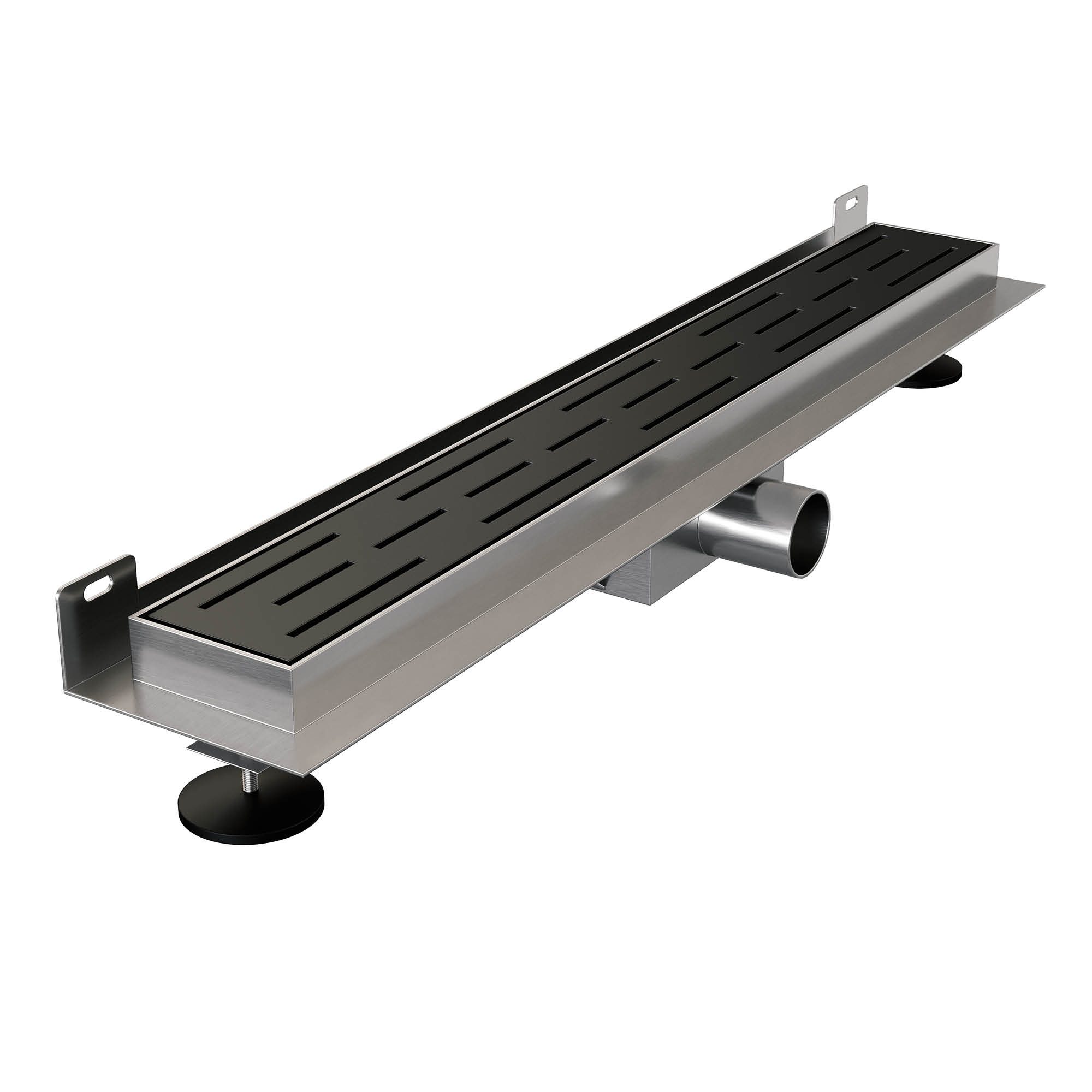 Brauer muur douchegoot met sleufrooster en muurflens - 50cm - mat zwart - DR-SRFW50S