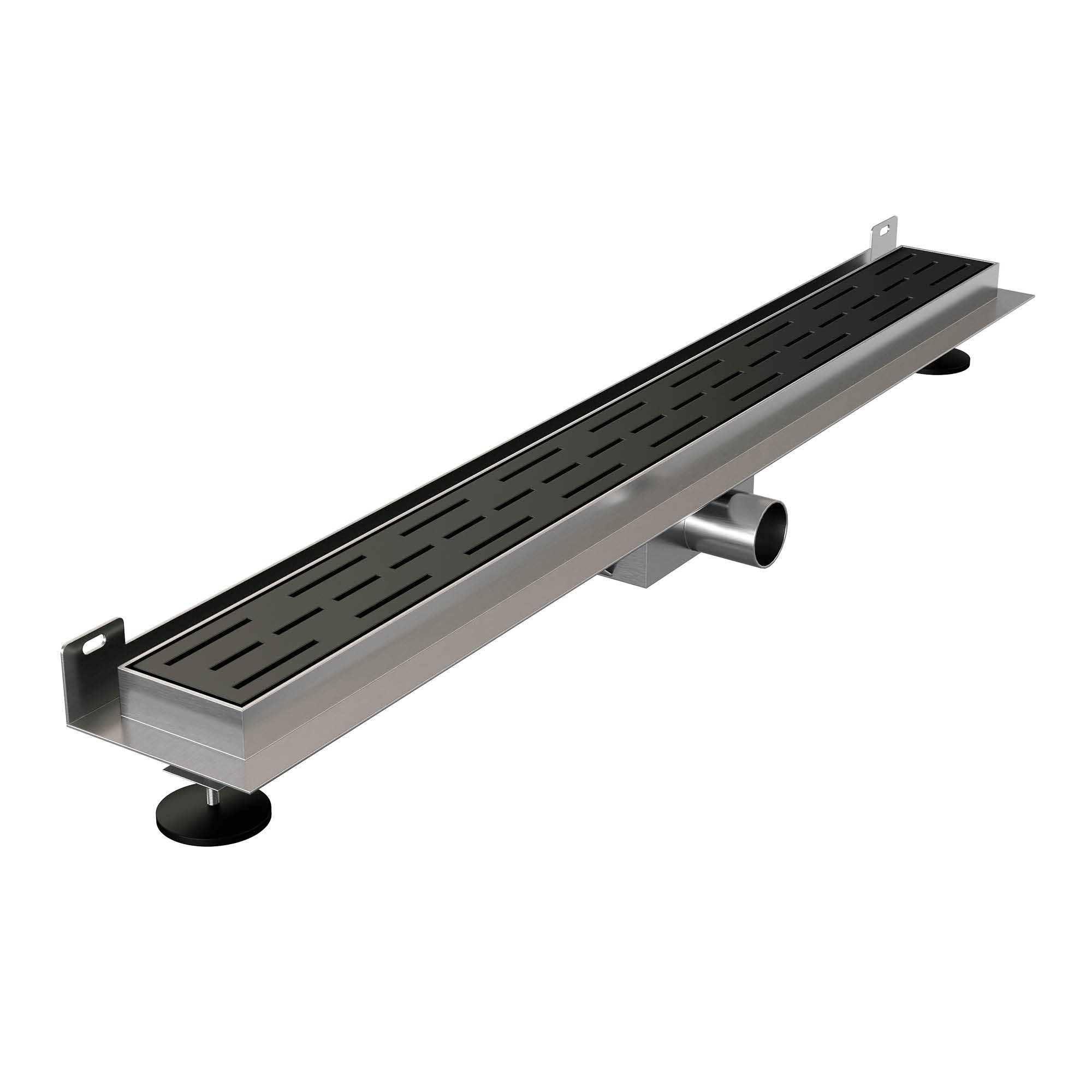 Brauer muur douchegoot met sleufrooster en muurflens - 80cm - mat zwart - DR-SRFW80S