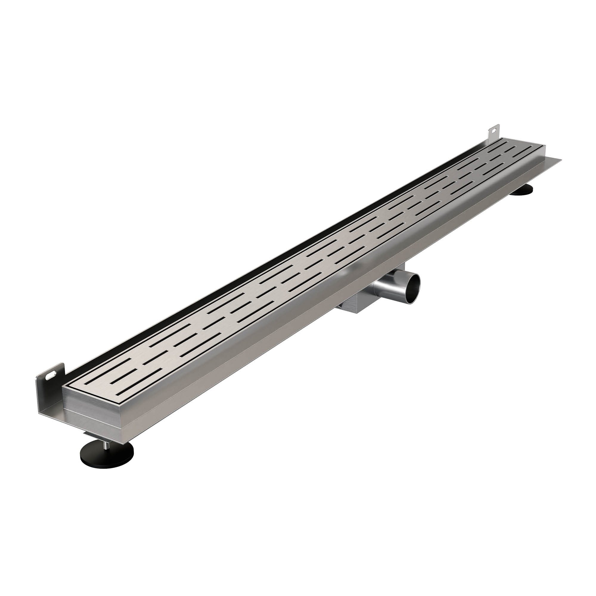 Brauer muur douchegoot met sleufrooster en muurflens - 90cm - geborsteld RVS - DR-SRFW90NG