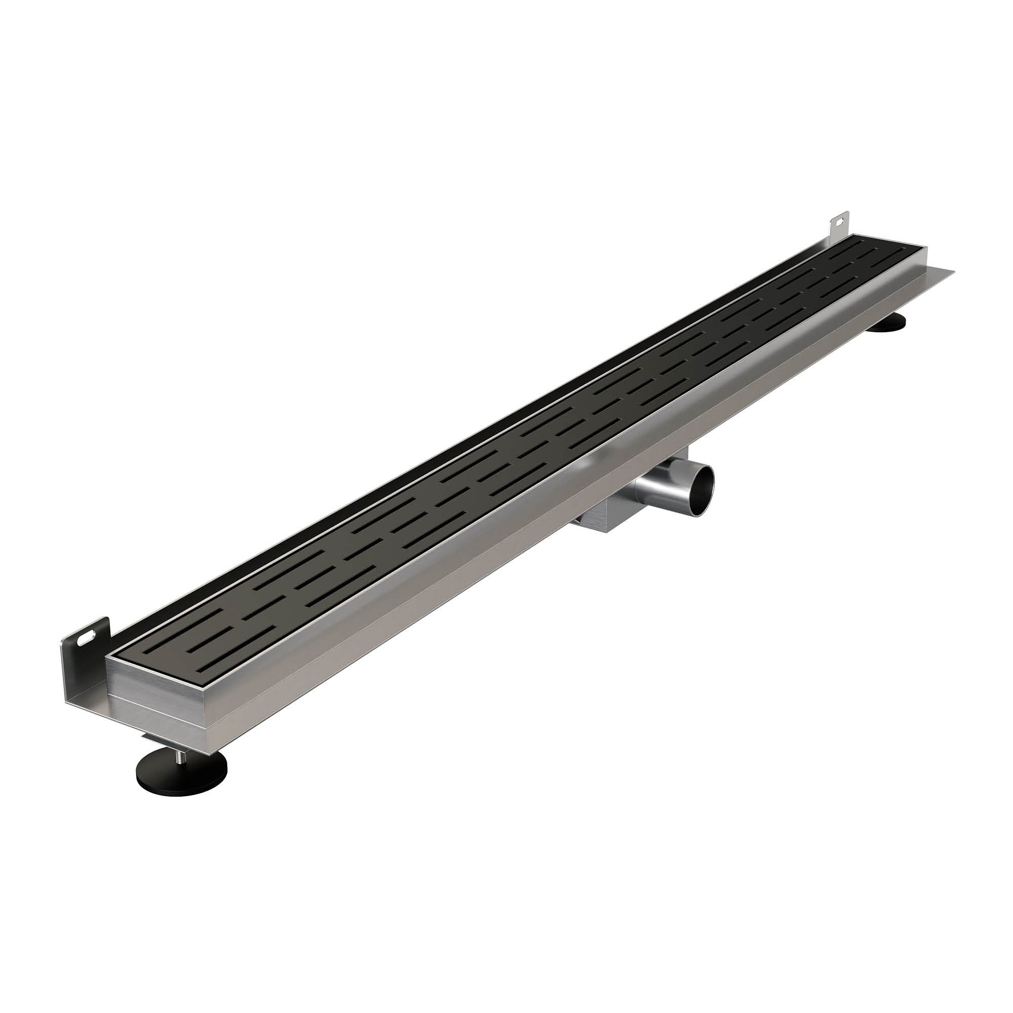 Brauer muur douchegoot met sleufrooster en muurflens - 90cm - mat zwart - DR-SRFW90S