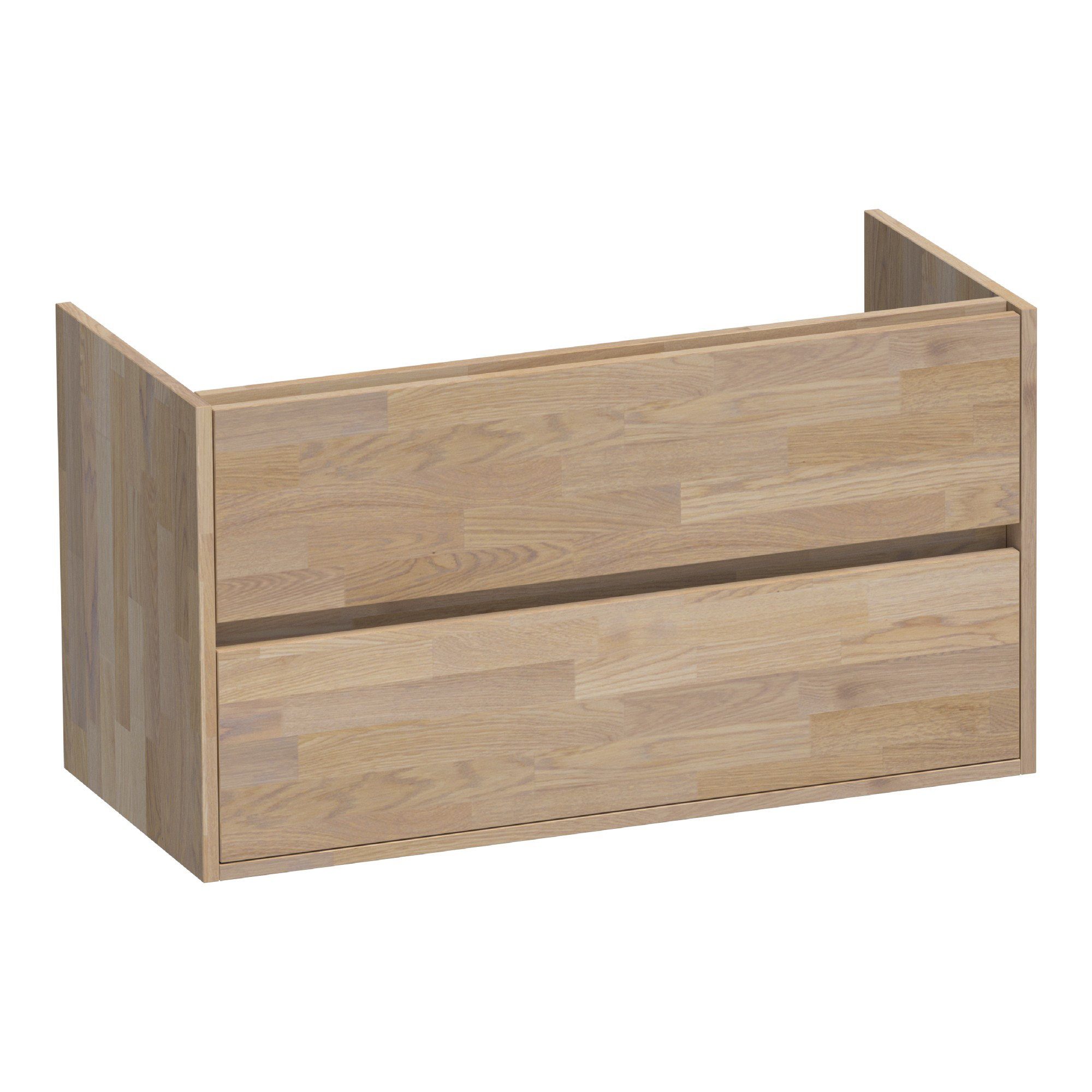 Brauer Adore onderkast 2 lades - 1 uitsparing - 99x45,5cm - massief eiken - vingerlas eiken grijs - OK-AR100VEG - Afbeelding 2