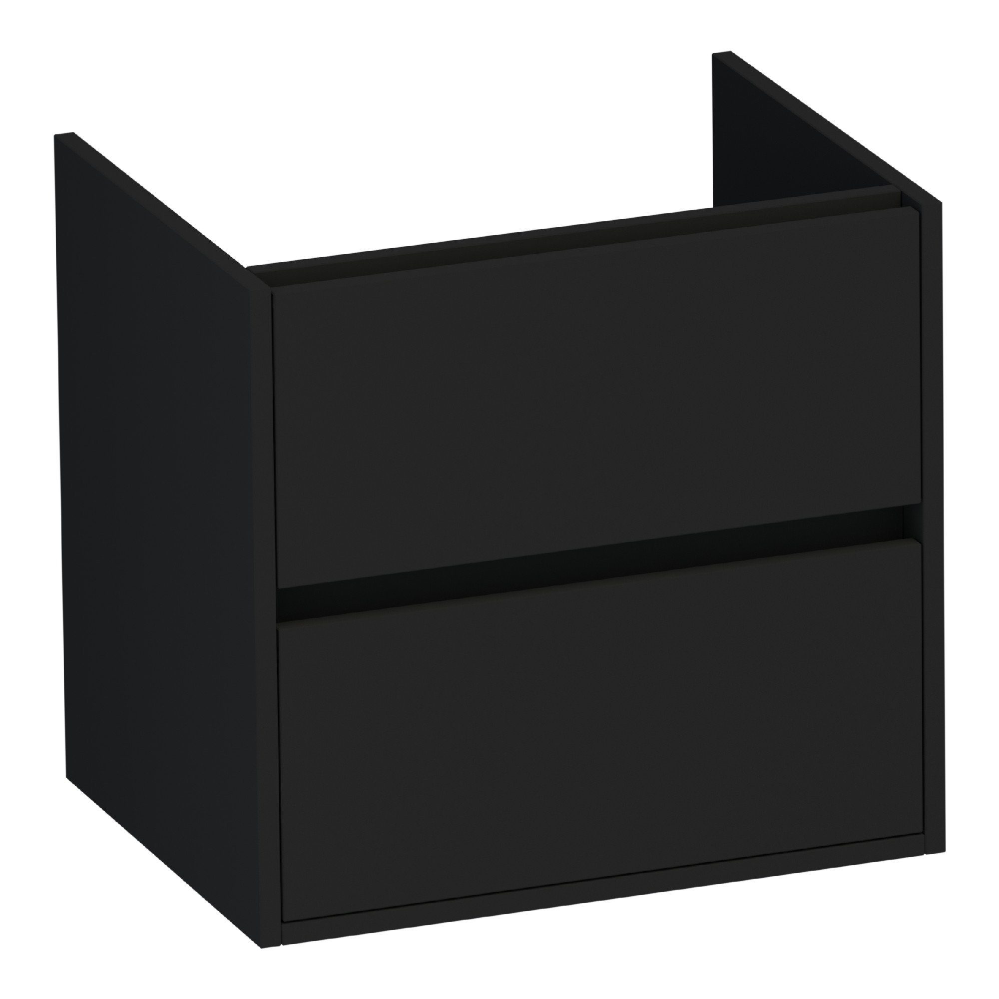 Brauer Adore onderkast 2 lades - 1 uitsparing - 59x45,5cm - MDF - mat zwart - OK-AR60MZ