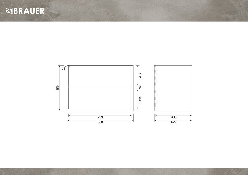 Brauer Adore onderkast 2 lades - 1 uitsparing - 80x45,5cm - MFC - forest tan - OK-AR80FT - Afbeelding 2