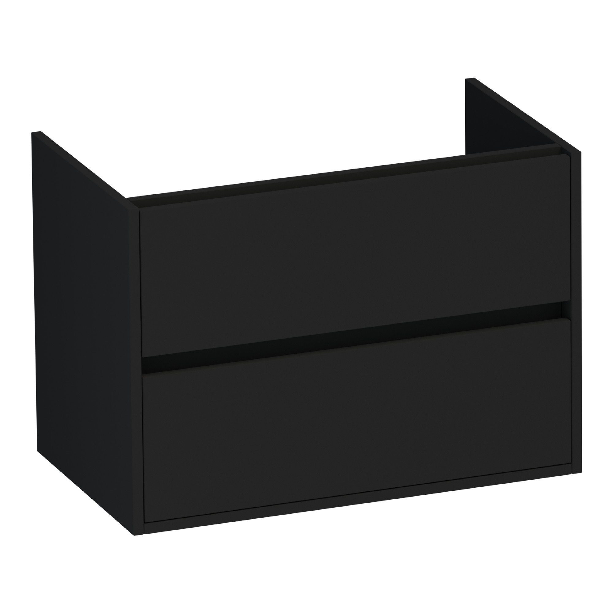 Brauer Adore onderkast 2 lades - 1 uitsparing - 80x45,5cm - MDF - mat zwart - OK-AR80MZ