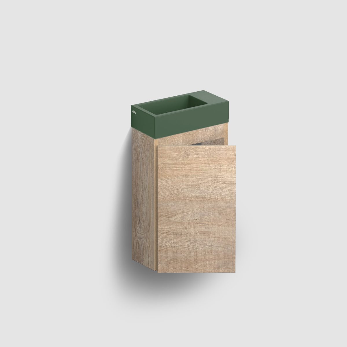 Clou Flush 3 fonteinmeubel 36x18cm keramiek - grieks eiken links - zonder kraangat - mat pijnboom groen - CL/03.42031 - IB/07.16.7036.63.L