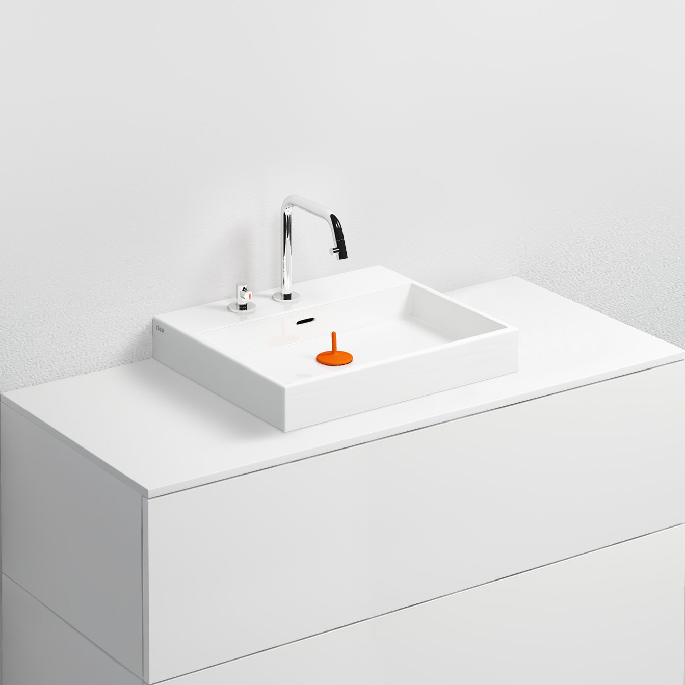 Clou Wash Me wastafel 50x42cm keramiek - 3 voorbewerkte kraangaten - glans wit - CL/02.01030 - Afbeelding 3