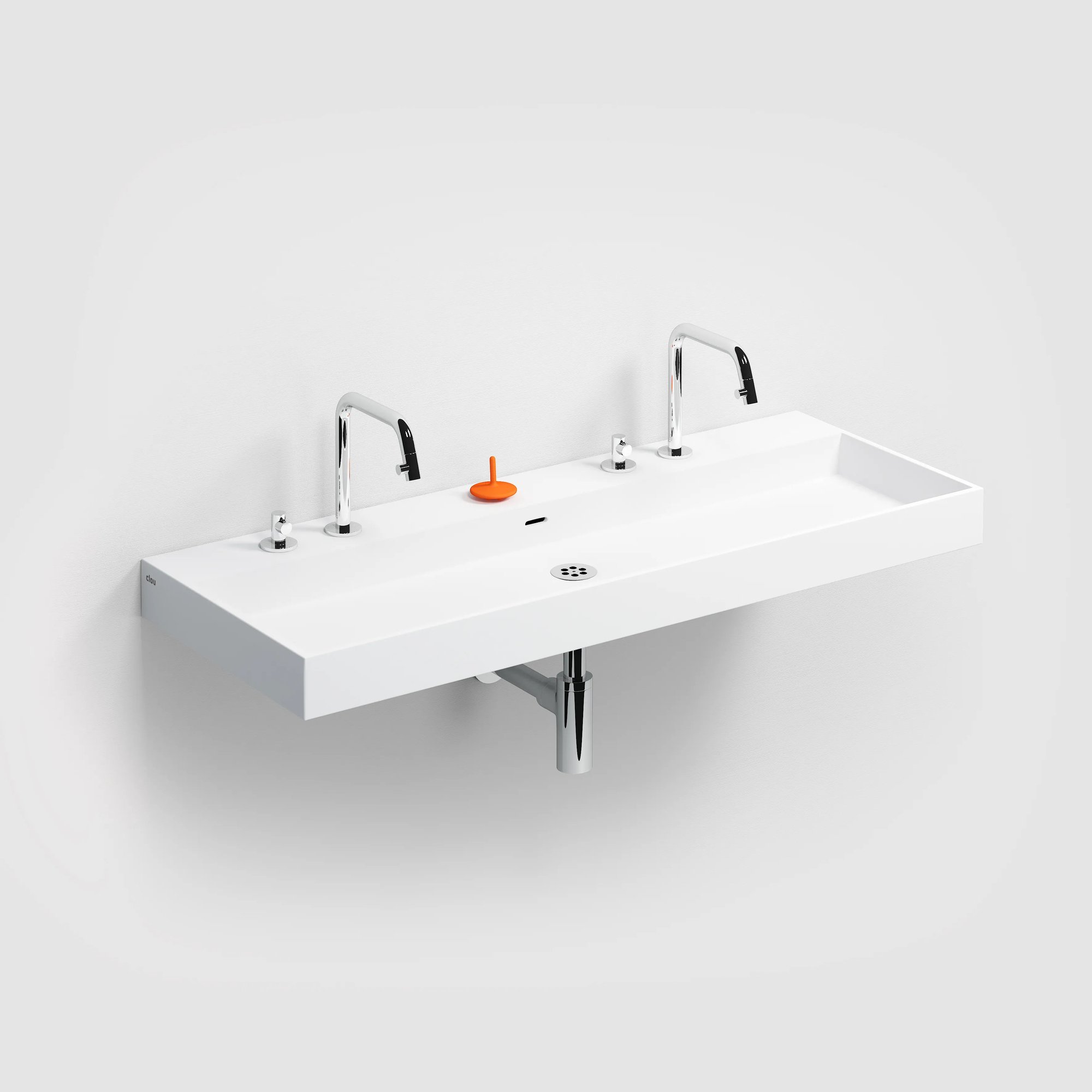 Clou Wash Me wastafel 110x42cm keramiek - 7 voorbewerkte kraangaten - glans wit - CL/02.01038 - Afbeelding 2