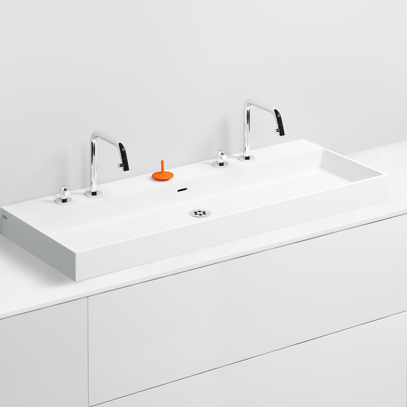 Clou Wash Me wastafel 110x42cm keramiek - 7 voorbewerkte kraangaten - glans wit - CL/02.01038 - Afbeelding 3