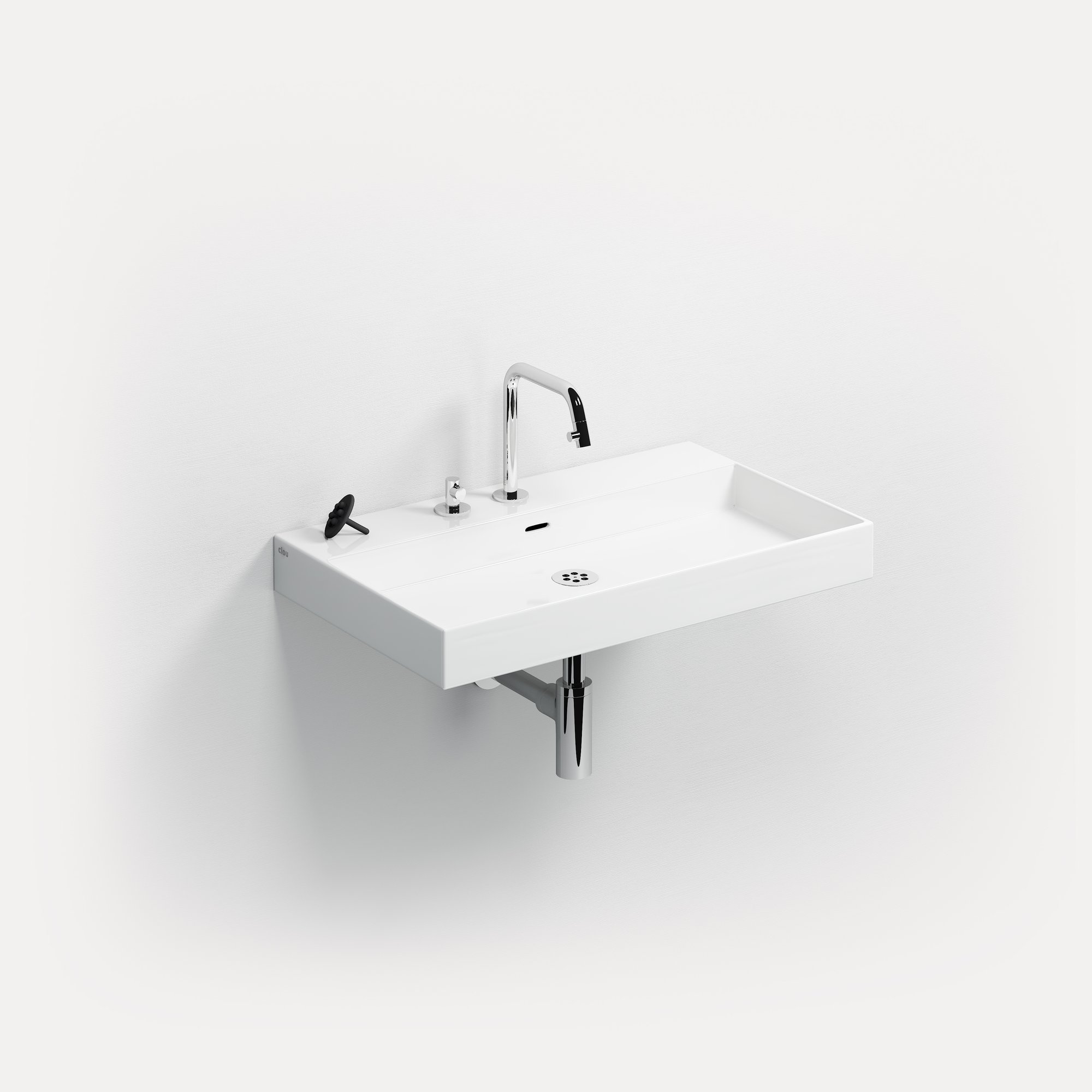 Clou New Wash Me wastafel 70x42cm keramiek - 3 voorbewerkte kraangaten - glans wit - CL/02.01432 - Afbeelding 2