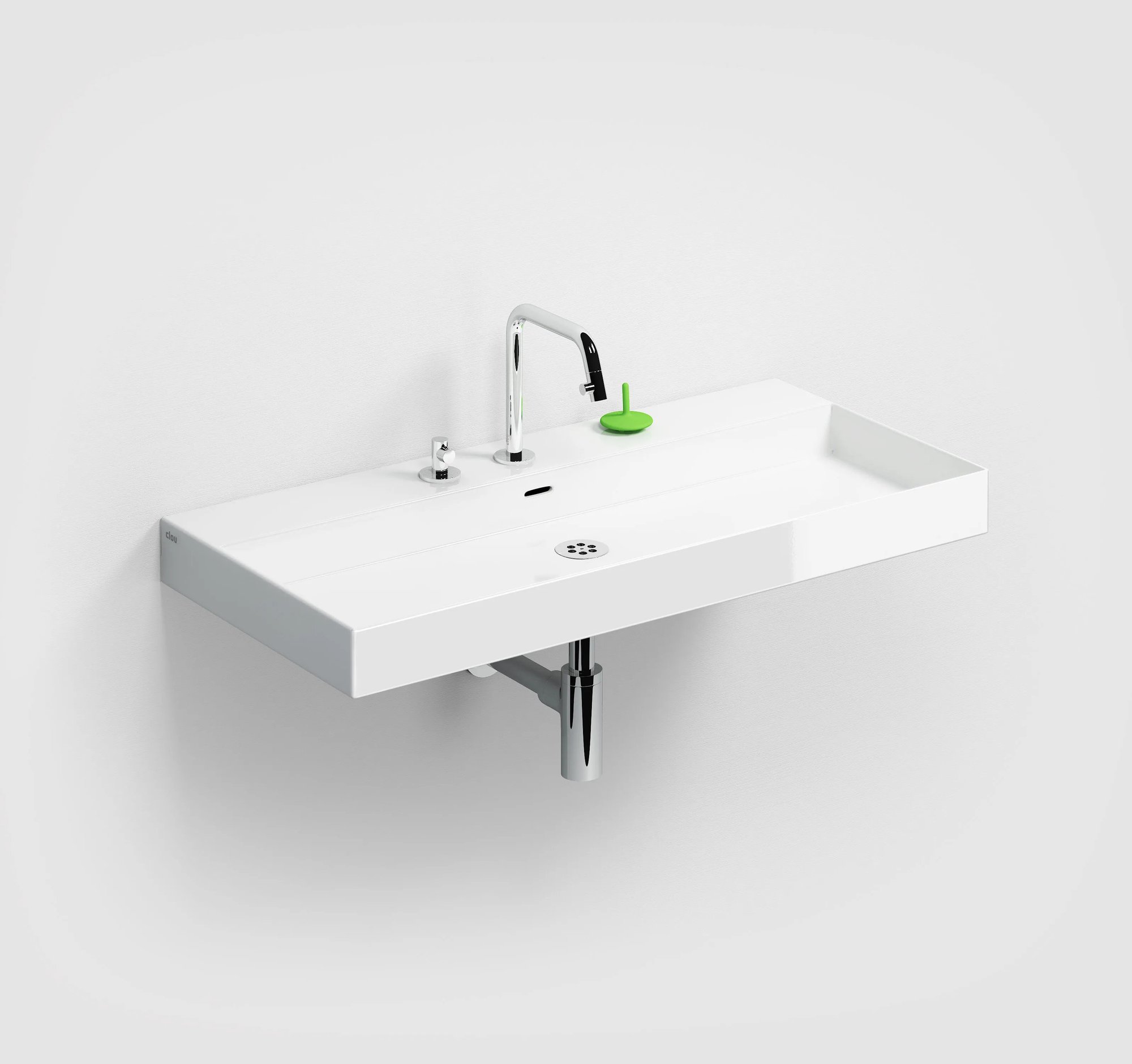 Clou New Wash Me wastafel 90x42cm keramiek - 7 voorbewerkte kraangaten - glans wit - CL/02.01434 - Afbeelding 2