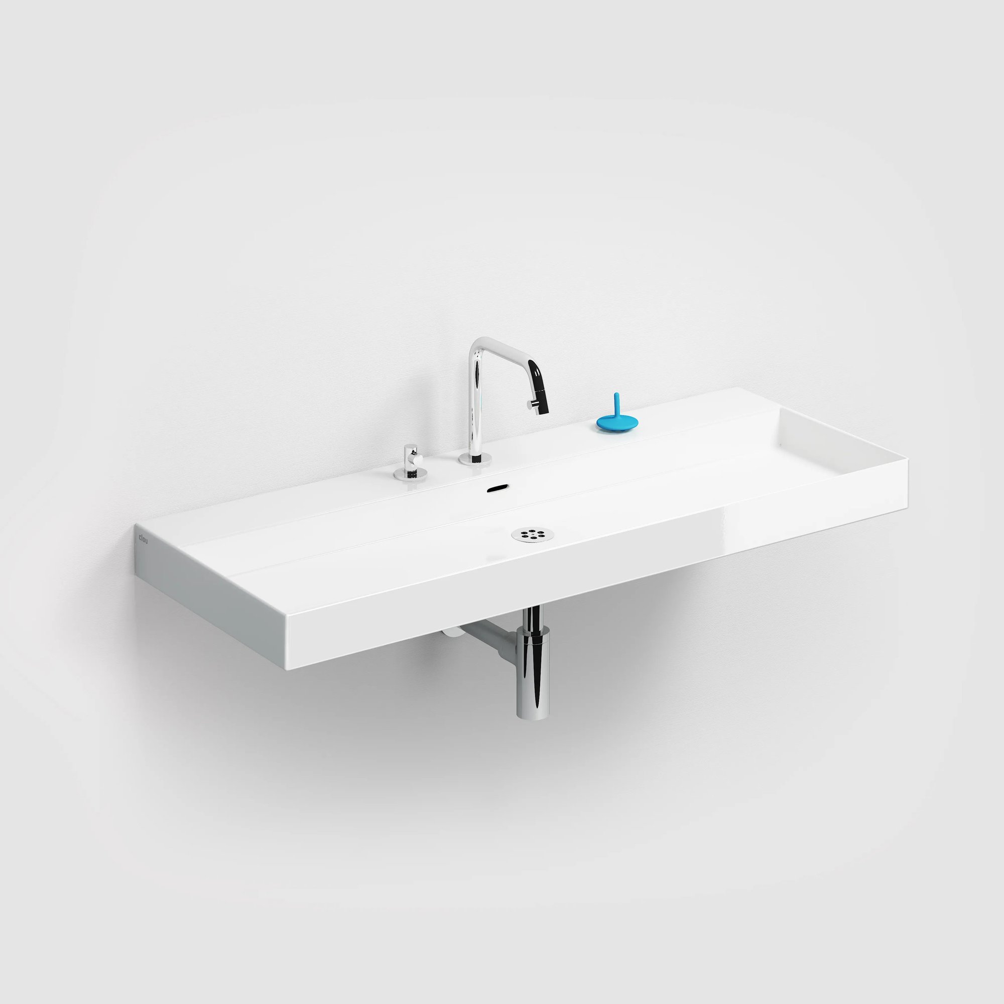 Clou New Wash Me wastafel 110x42cm keramiek - 7 voorbewerkte kraangaten - glans wit - CL/02.01438 - Afbeelding 2