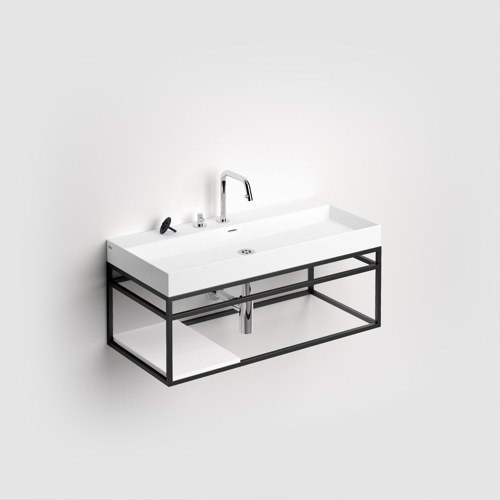 Clou New Wash Me wastafel 110x42cm keramiek - 7 voorbewerkte kraangaten - glans wit - CL/02.01438 - Afbeelding 3