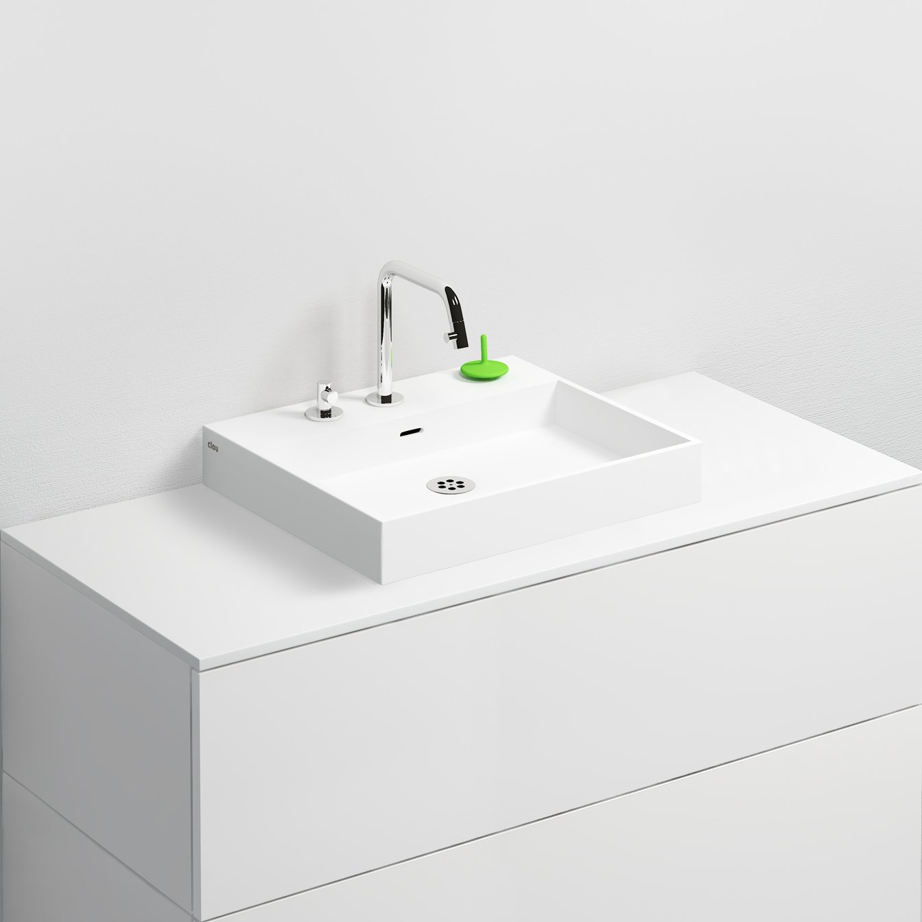 Clou Wash Me wastafel 50x42cm aluite - 3 voorbewerkte kraangaten - mat wit - CL/02.13030 - Afbeelding 3