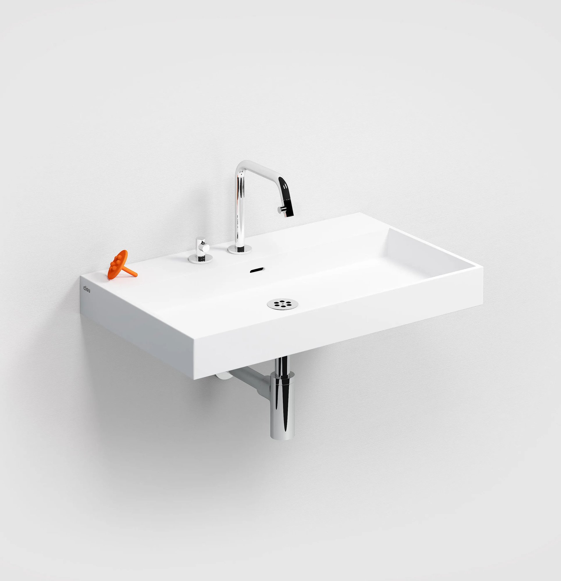 Clou Wash Me wastafel 70x42cm aluite - 3 voorbewerkte kraangaten - mat wit - CL/02.13032 - Afbeelding 2