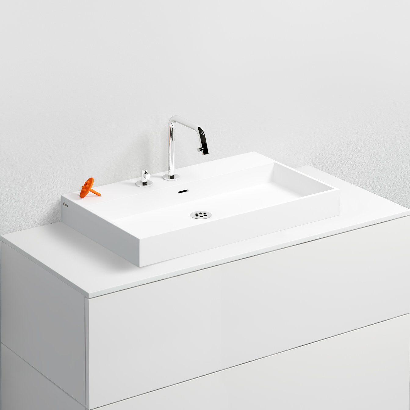 Clou Wash Me wastafel 70x42cm aluite - 3 voorbewerkte kraangaten - mat wit - CL/02.13032 - Afbeelding 3