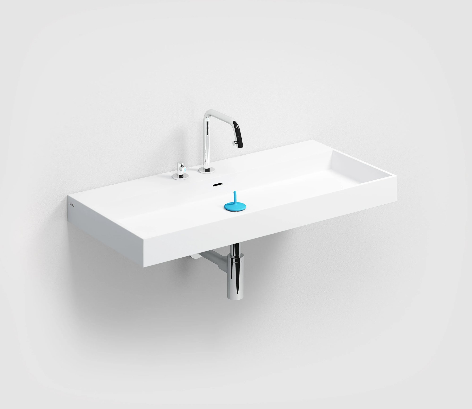 Clou Wash Me wastafel 90x42cm aluite - 7 voorbewerkte kraangaten - mat wit - CL/02.13034 - Afbeelding 2