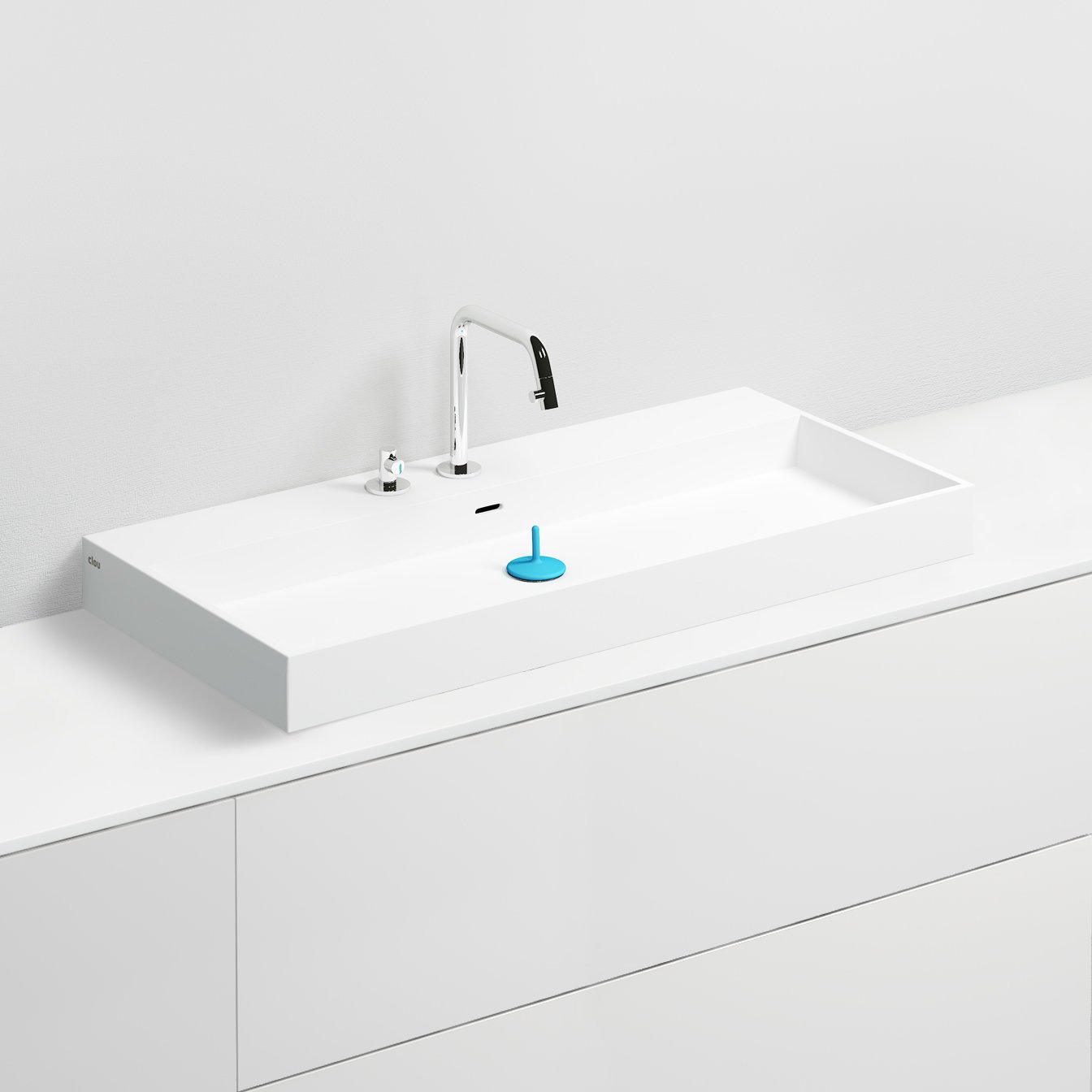 Clou Wash Me wastafel 90x42cm aluite - 7 voorbewerkte kraangaten - mat wit - CL/02.13034 - Afbeelding 3