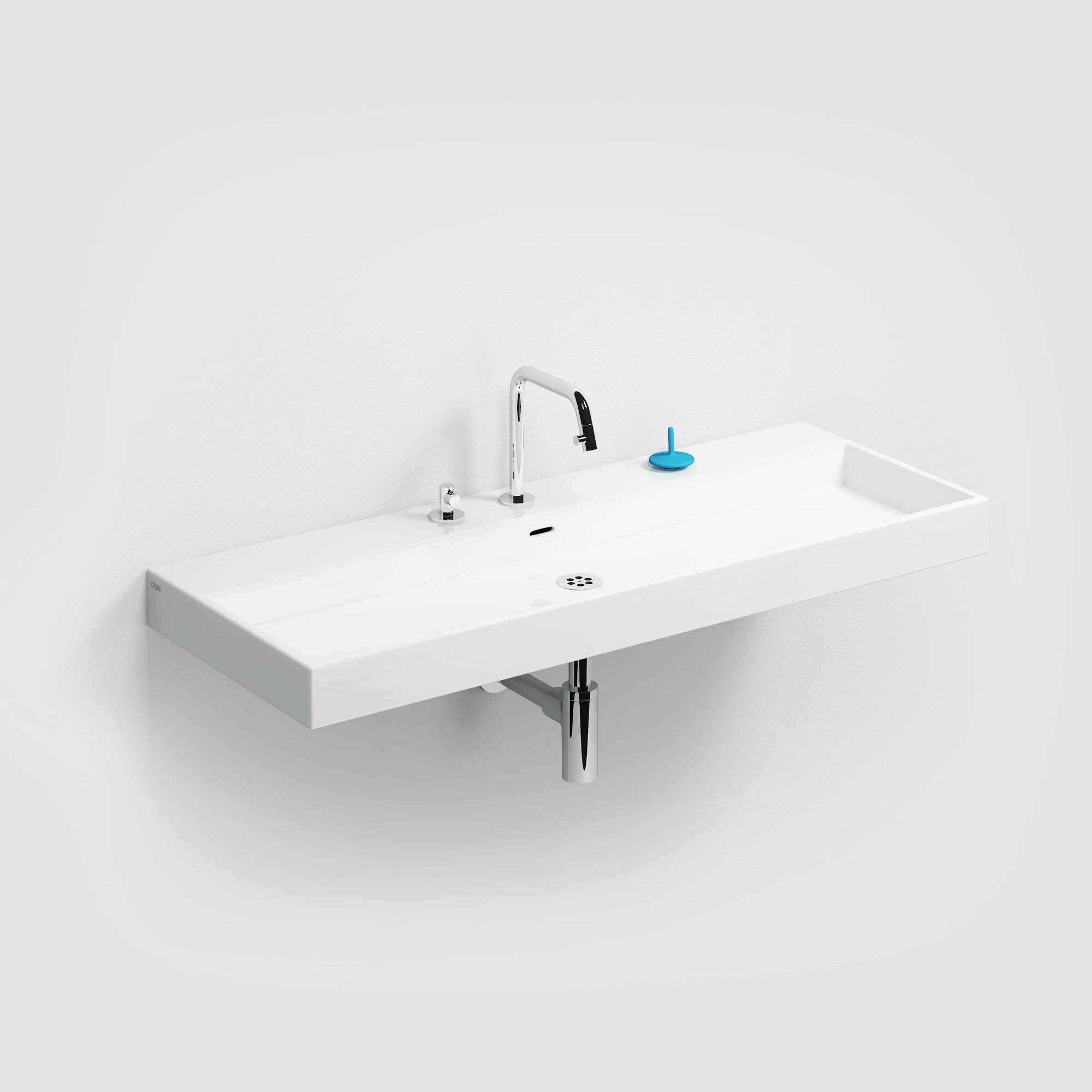 Clou Wash Me wastafel 110x42cm aluite - 7 voorbewerkte kraangaten - mat wit - CL/02.13038 - Afbeelding 2
