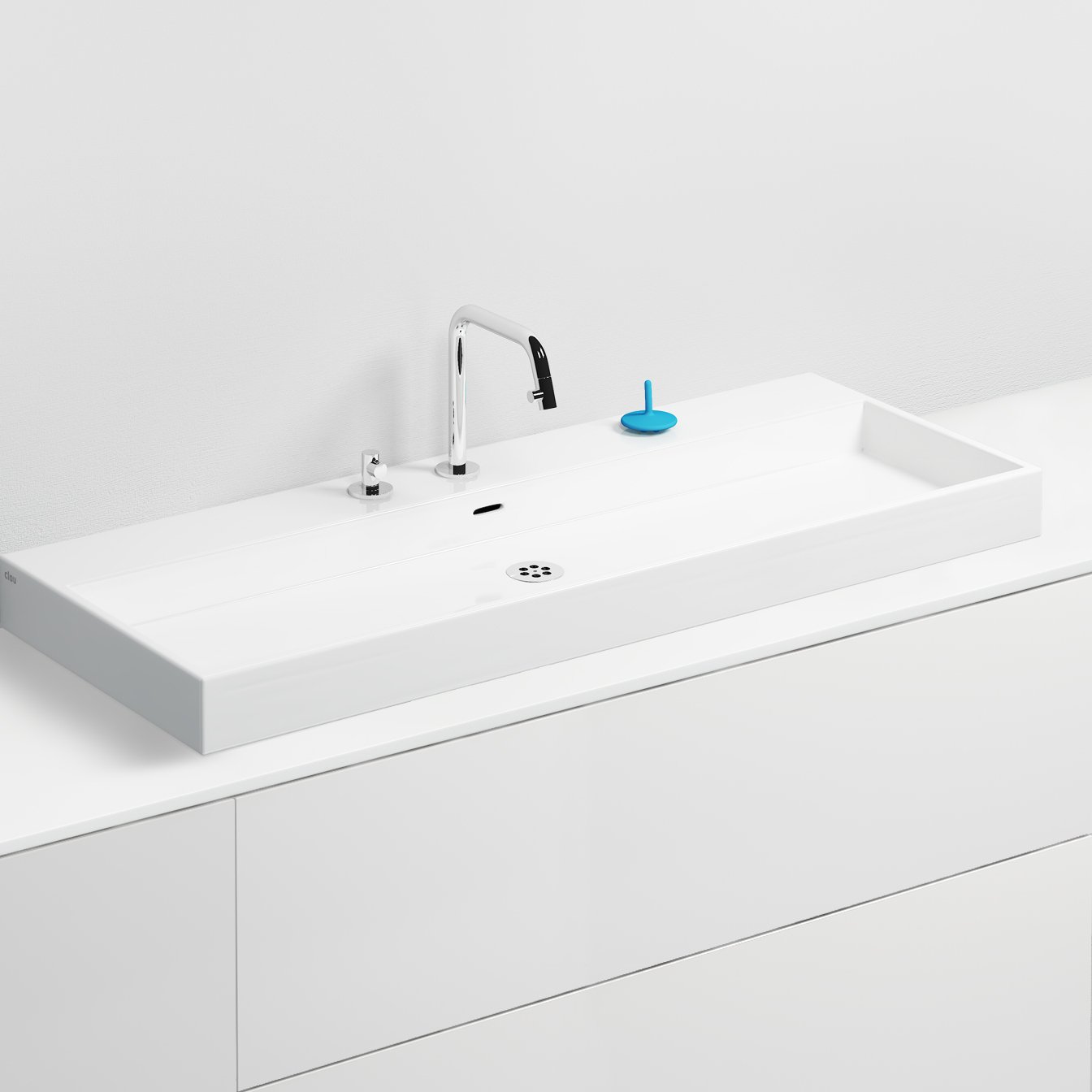 Clou Wash Me wastafel 110x42cm aluite - 7 voorbewerkte kraangaten - mat wit - CL/02.13038 - Afbeelding 3