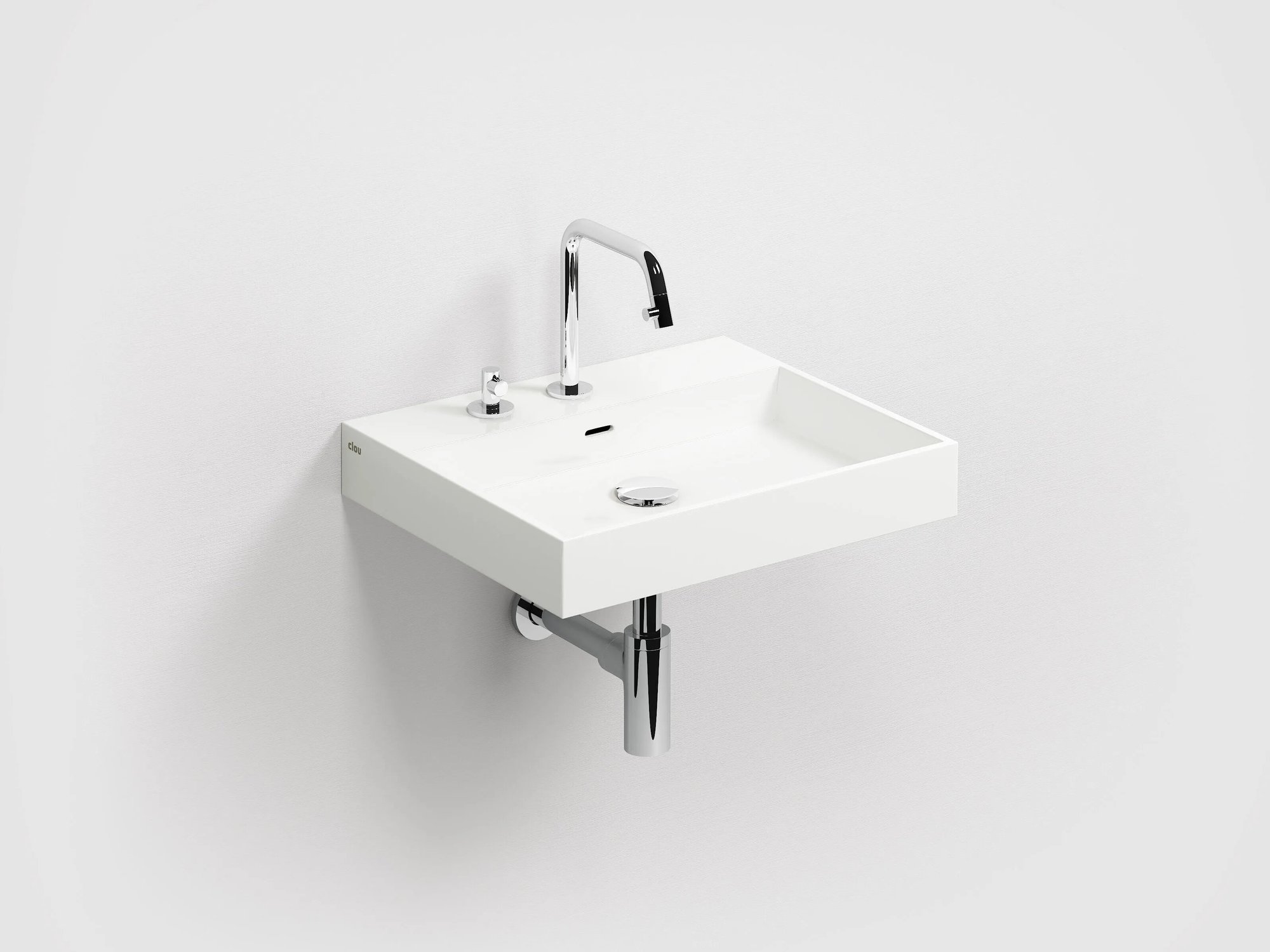 Clou Wash Me wastafel 50x42cm mineralmarmer - 3 voorbewerkte kraangaten - glans wit - CL/02.26030 - Afbeelding 2