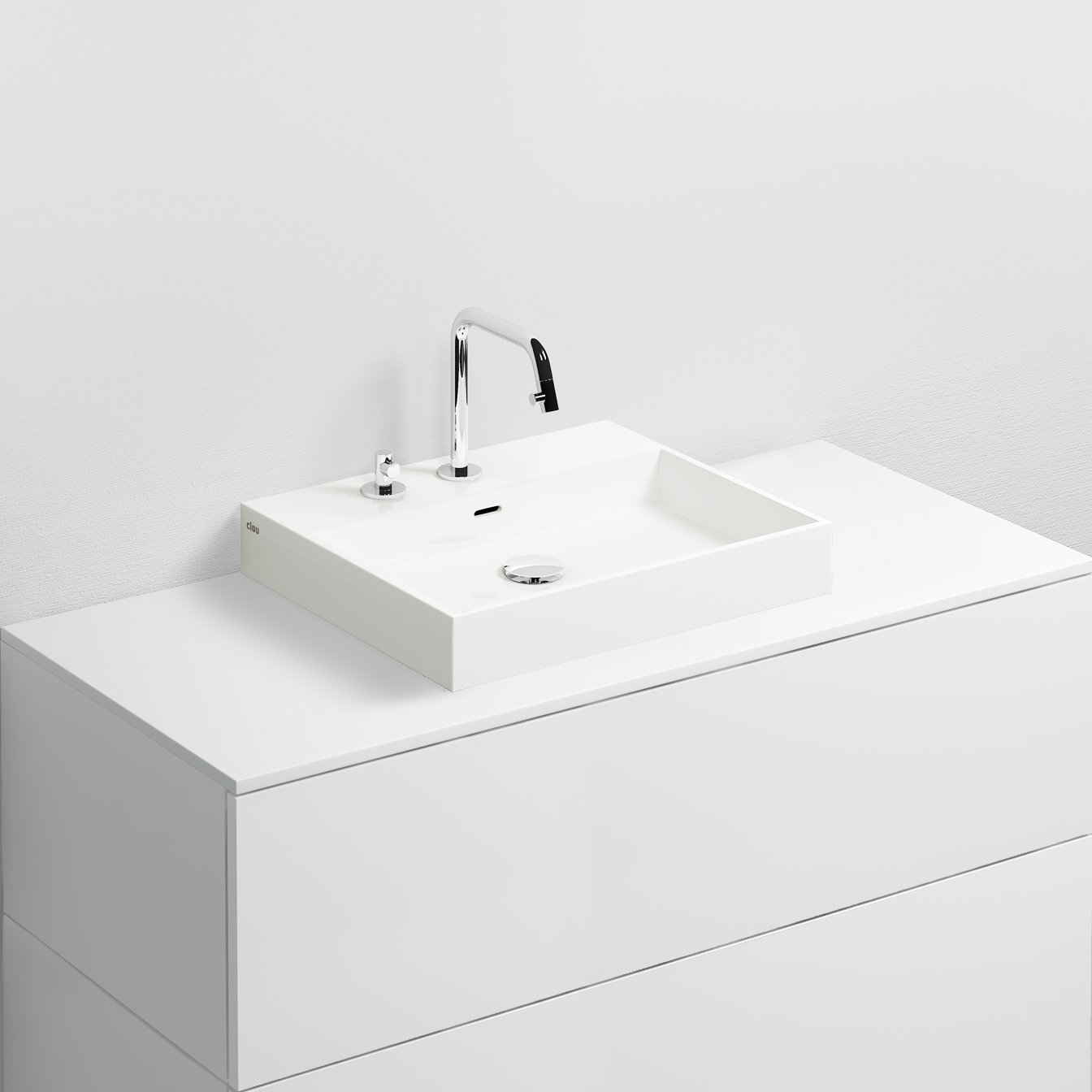 Clou Wash Me wastafel 50x42cm mineralmarmer - 3 voorbewerkte kraangaten - glans wit - CL/02.26030 - Afbeelding 3