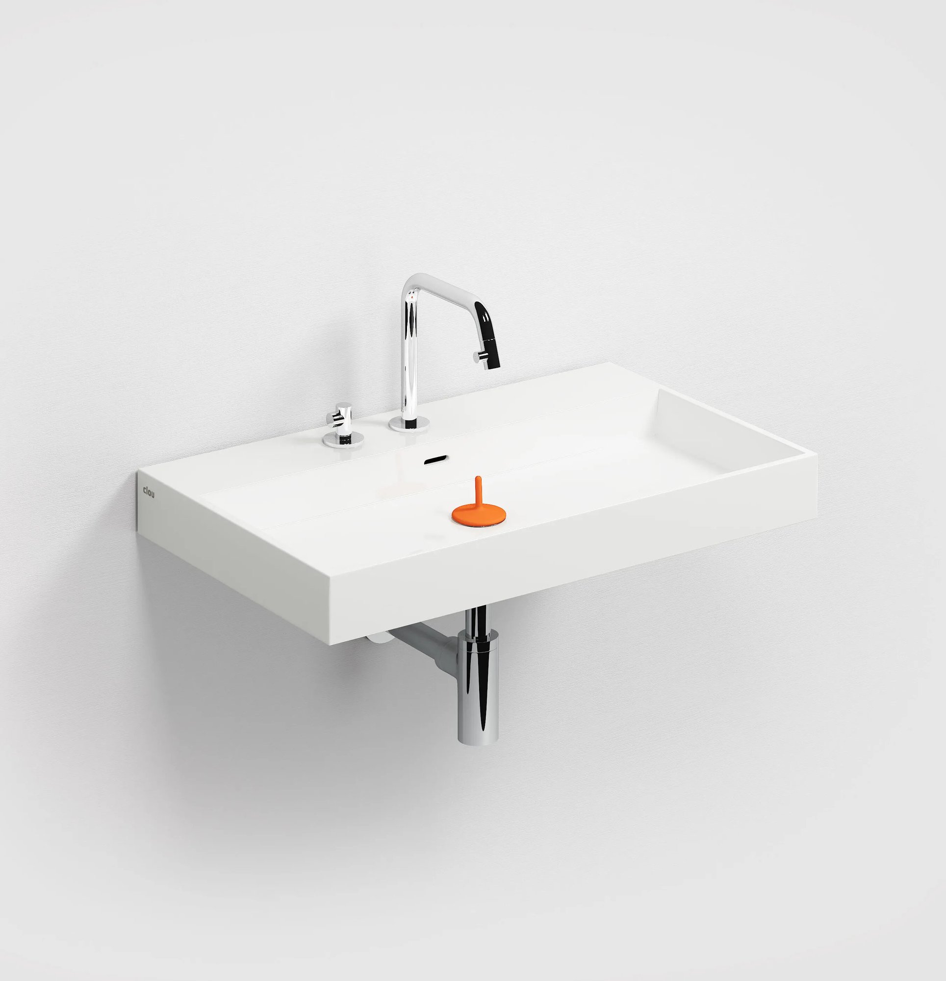 Clou Wash Me wastafel 70x42cm mineraalmarmer - 3 voorbewerkte kraangaten - glans wit - CL/02.26032 - Afbeelding 2