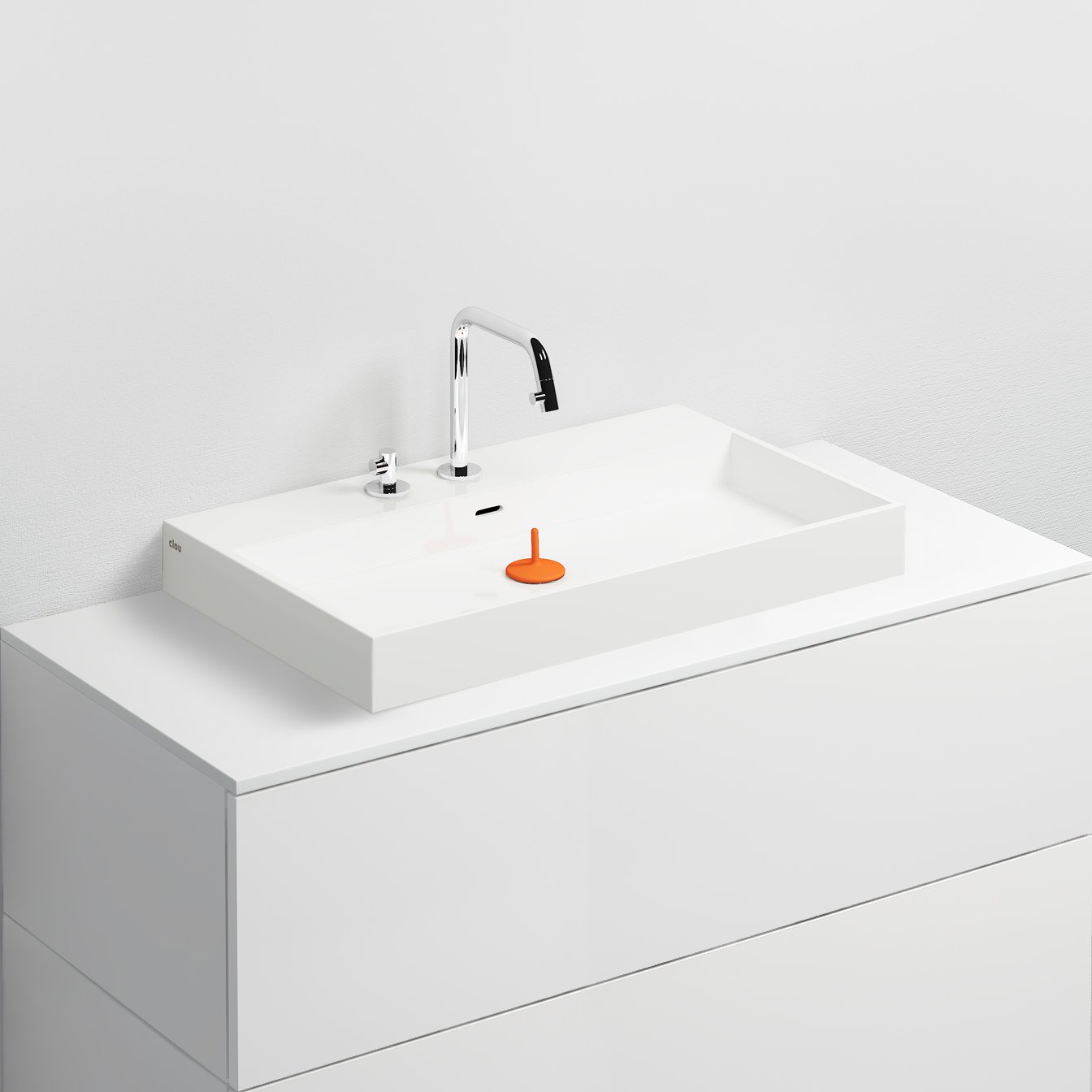 Clou Wash Me wastafel 70x42cm mineraalmarmer - 3 voorbewerkte kraangaten - glans wit - CL/02.26032 - Afbeelding 3