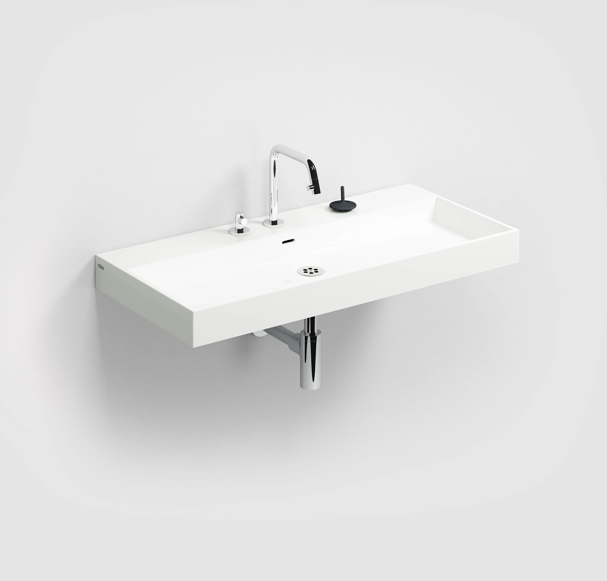 Clou Wash Me wastafel 90x42cm mineraalmarmer - 7 voorbewerkte kraangaten - glans wit - CL/02.26034 - Afbeelding 2