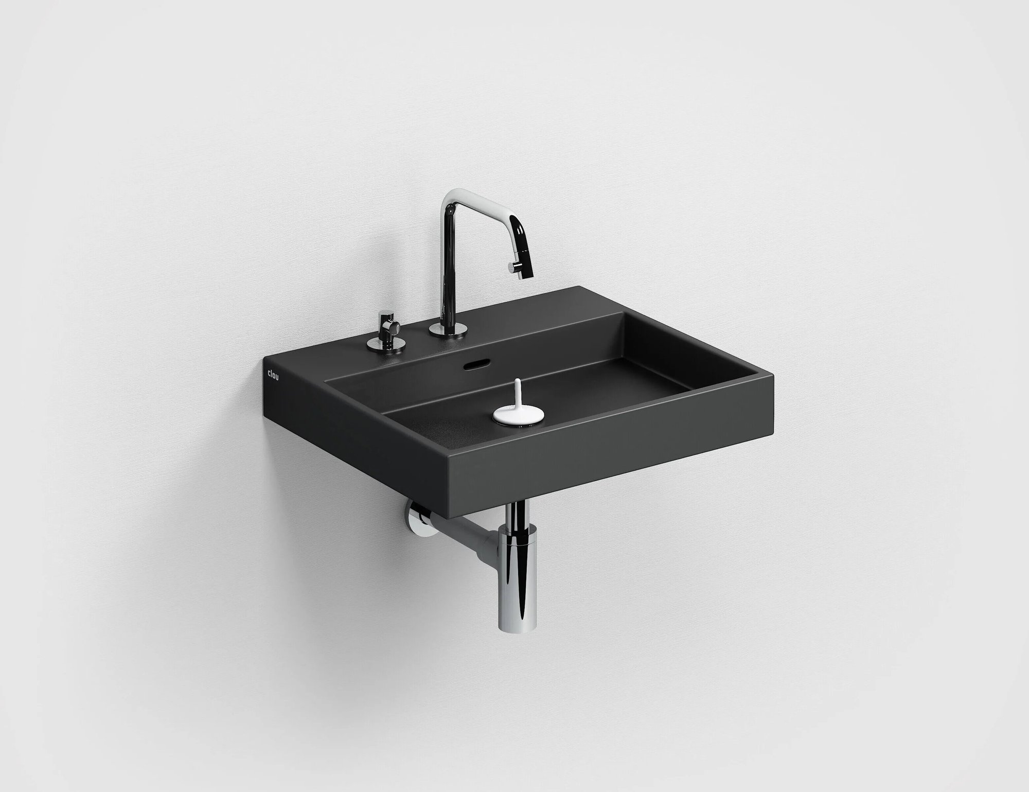 Clou Wash Me wastafel 50x42cm keramiek - 3 voorbewerkte kraangaten - mat zwart - CL/02.30030 - Afbeelding 2