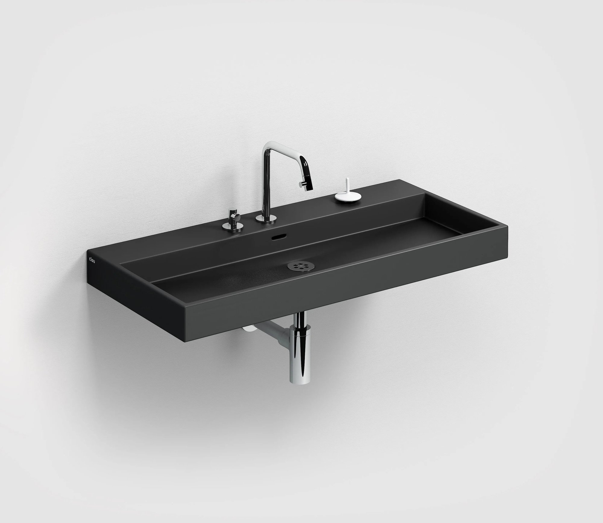 Clou Wash Me wastafel 90x42cm keramiek - 7 voorbewerkte kraangaten - mat zwart - CL/02.30034 - Afbeelding 2