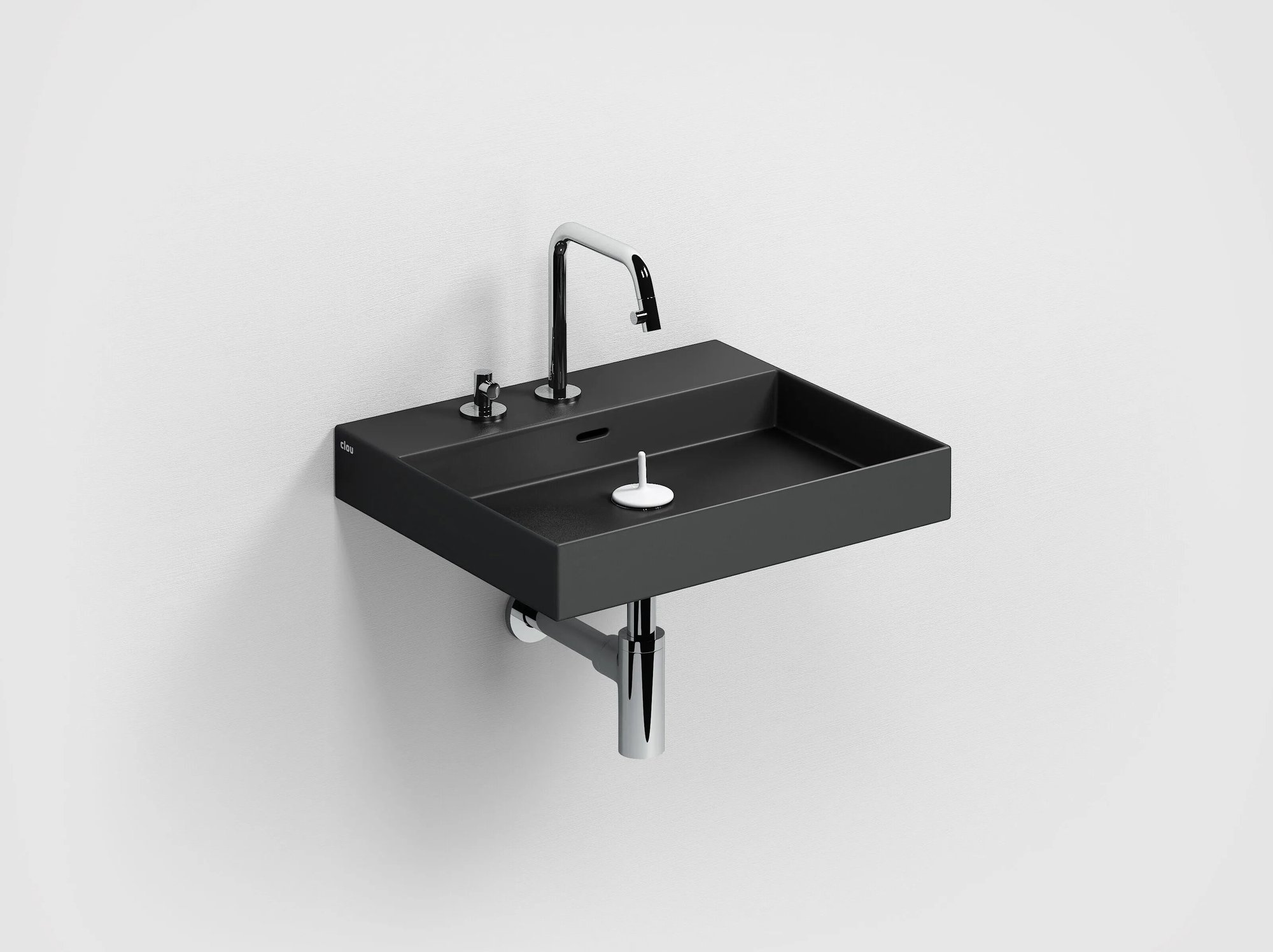 Clou New Wash Me wastafel 50x42cm keramiek - 3 voorbewerkte kraangaten - mat zwart - CL/02.30430 - Afbeelding 2