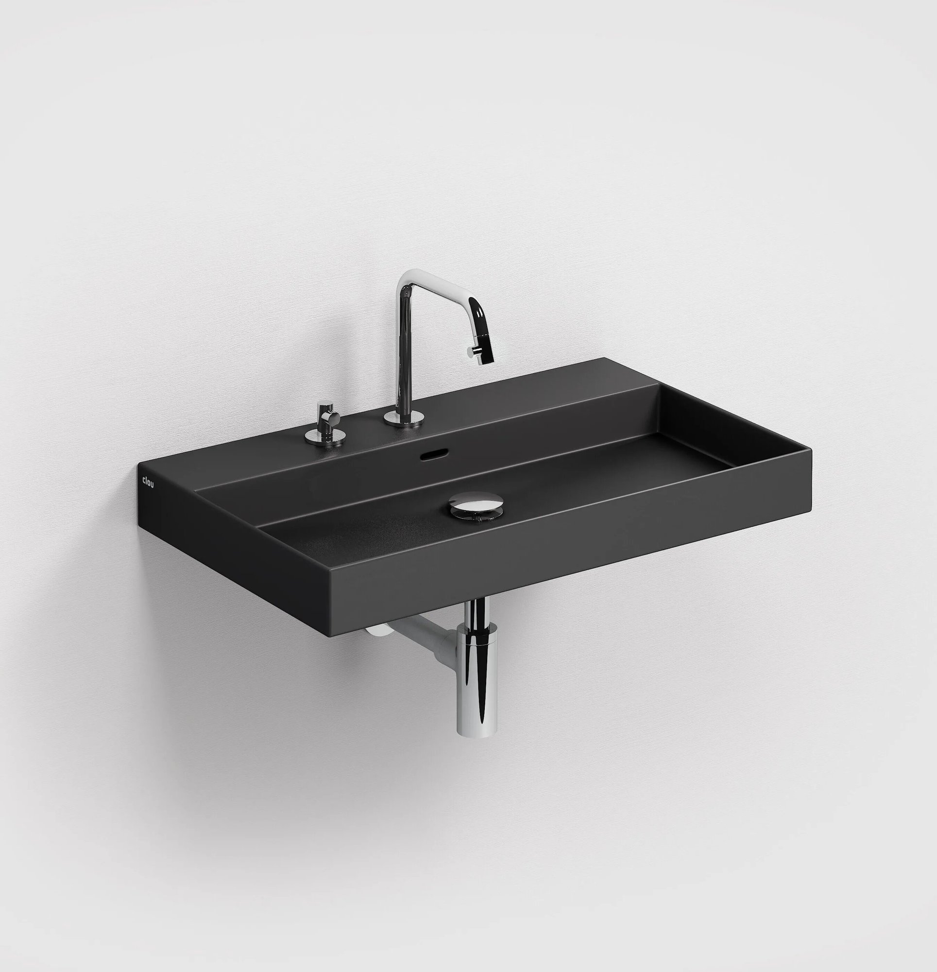 Clou New Wash Me wastafel 70x42cm keramiek - 3 voorbewerkte kraangaten - mat zwart - CL/02.30432 - Afbeelding 2