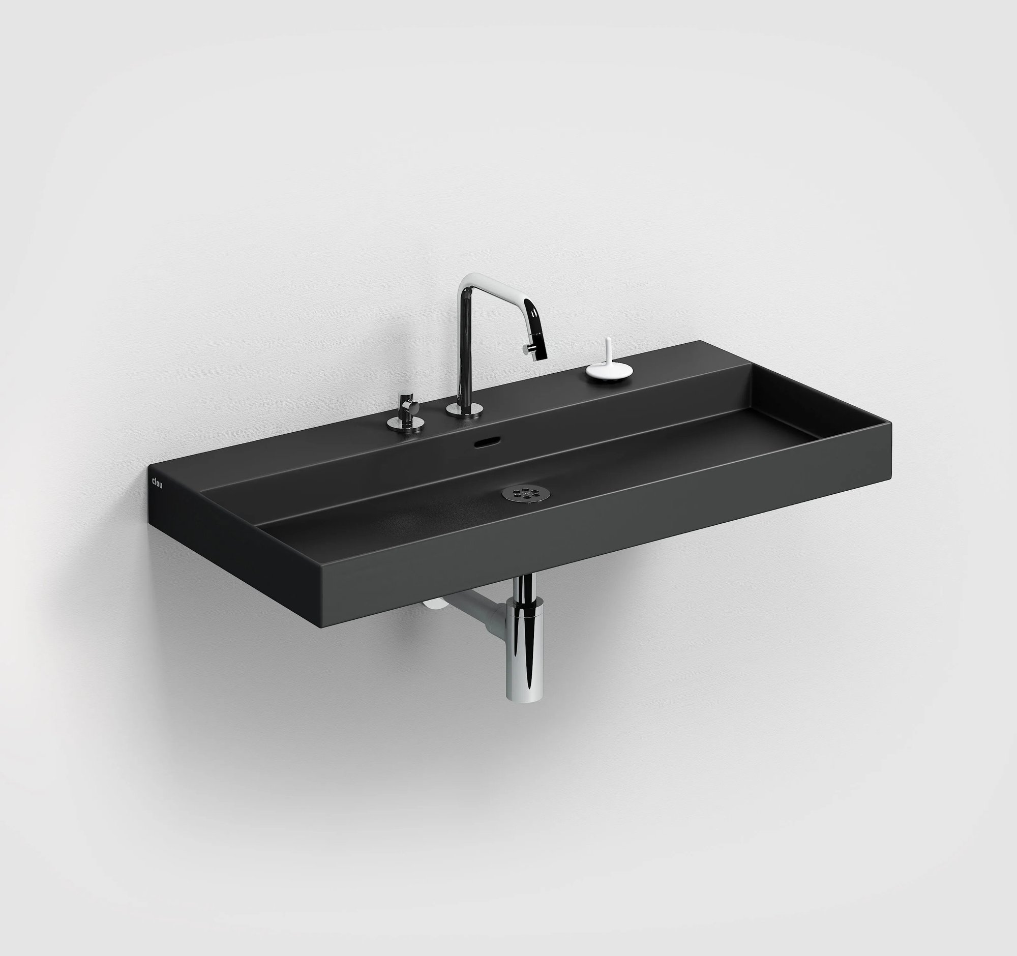 Clou New Wash Me wastafel 90x42cm keramiek - 7 voorbewerkte kraangaten - mat zwart - CL/02.30434 - Afbeelding 2