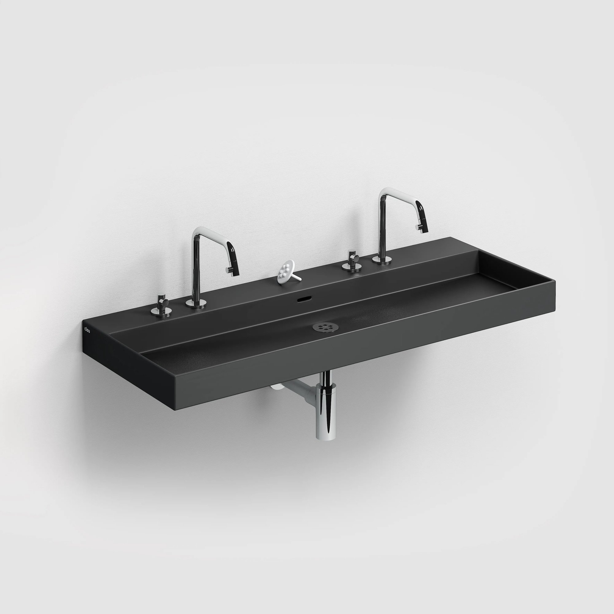 Clou New Wash Me wastafel 110x42cm keramiek - 7 voorbewerkte kraangaten - mat zwart - CL/02.30438 - Afbeelding 2