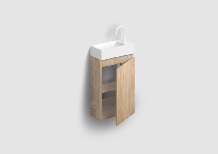 Clou Flush 3 fontein 36x18cm keramiek - met kraangat - rechts - mat wit - CL/03.02030 - Afbeelding 3