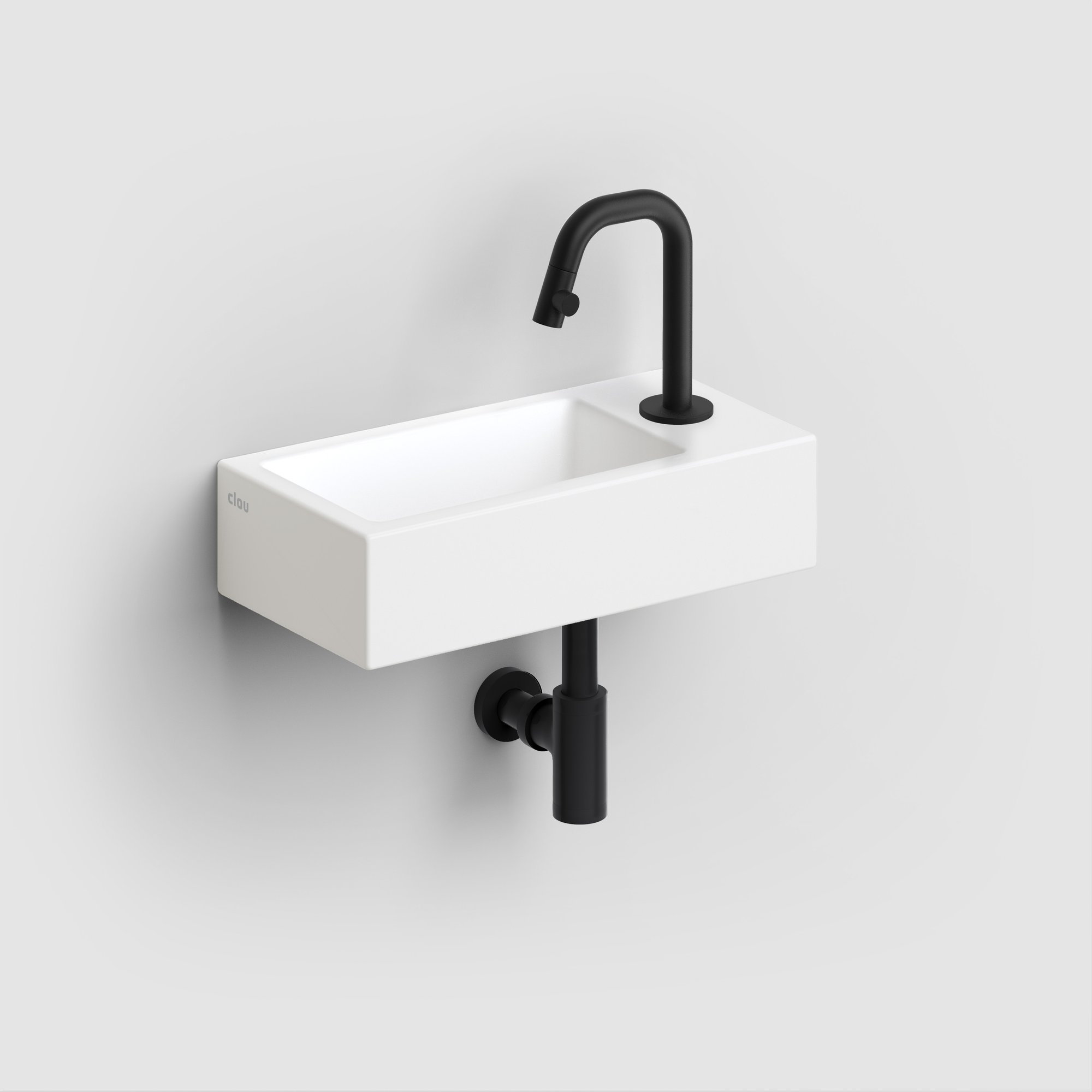 Clou Flush 3 fontein 36x18cm keramiek - met kraangat - rechts - mat wit - CL/03.02030 - Afbeelding 4