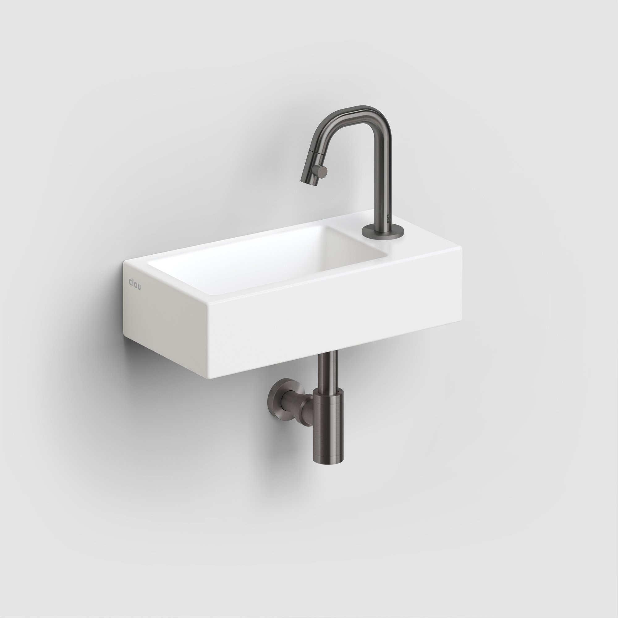 Clou Flush 3 fontein 36x18cm keramiek - met kraangat - rechts - mat wit - CL/03.02030 - Afbeelding 6