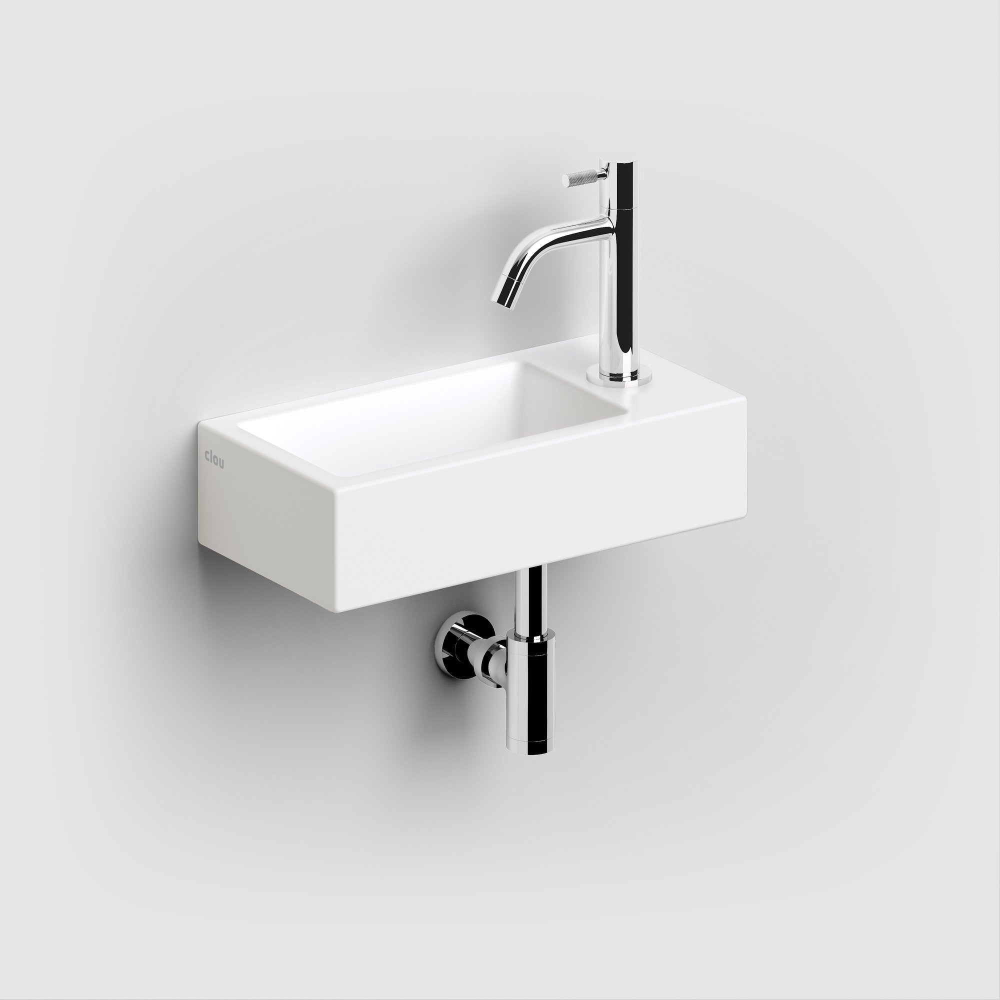 Clou Flush 3 fontein 36x18cm keramiek - met kraangat - rechts - mat wit - CL/03.02030 - Afbeelding 7