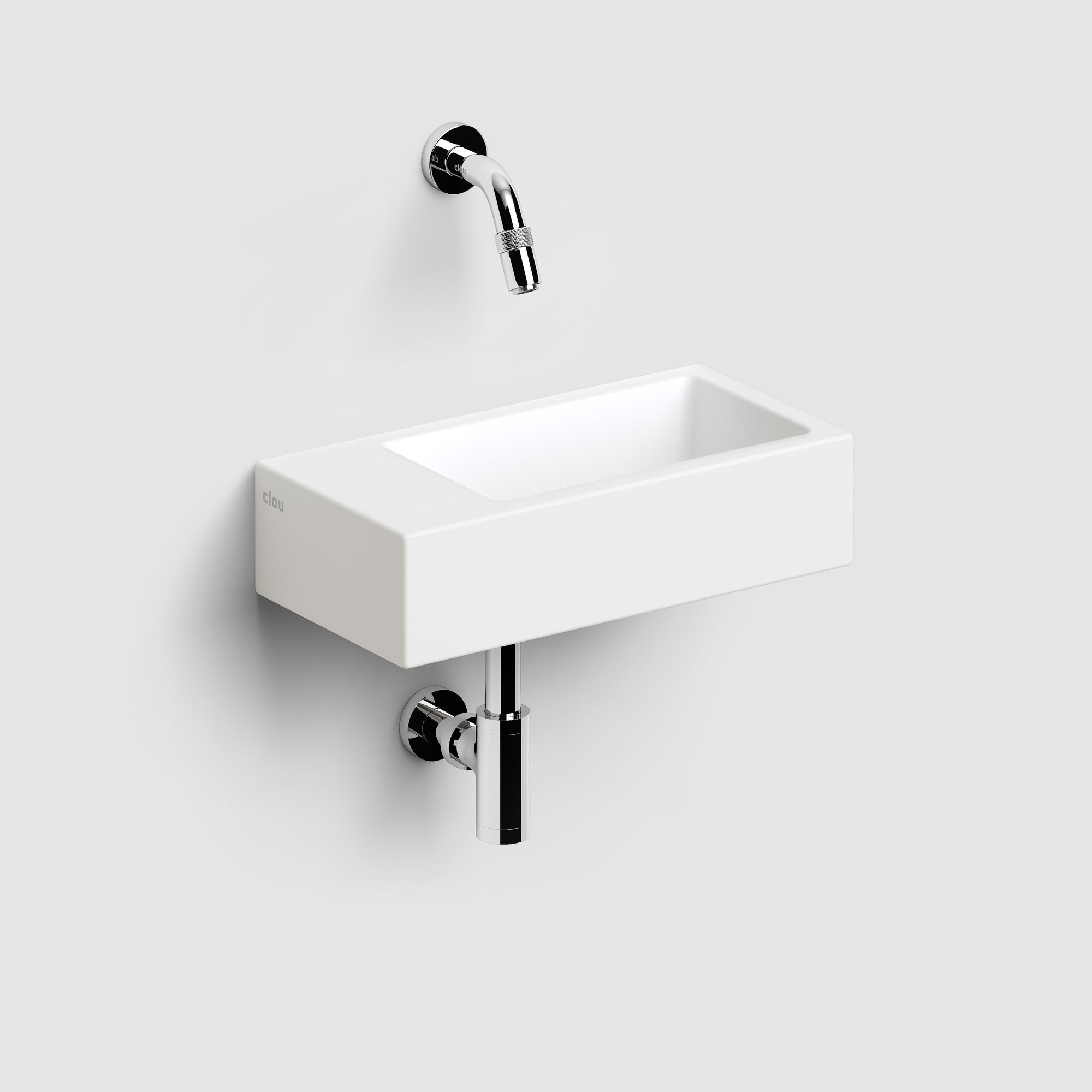 Clou Flush 3 fontein 36x18cm keramiek - zonder kraangat - links - mat wit - CL/03.02033 - Afbeelding 2