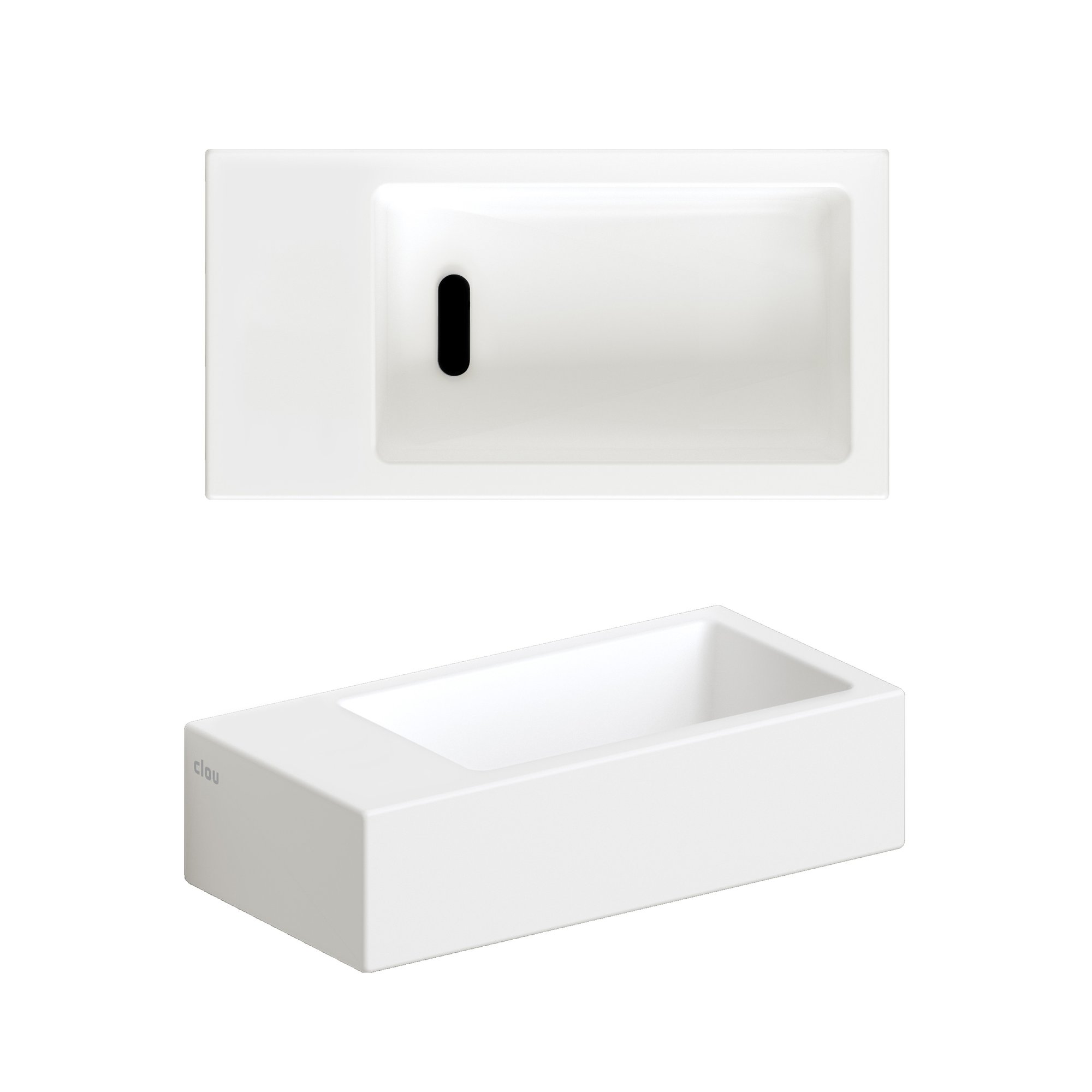 Clou Flush 3 fontein 36x18cm keramiek - zonder kraangat - links - mat wit - CL/03.02033 - Afbeelding 3