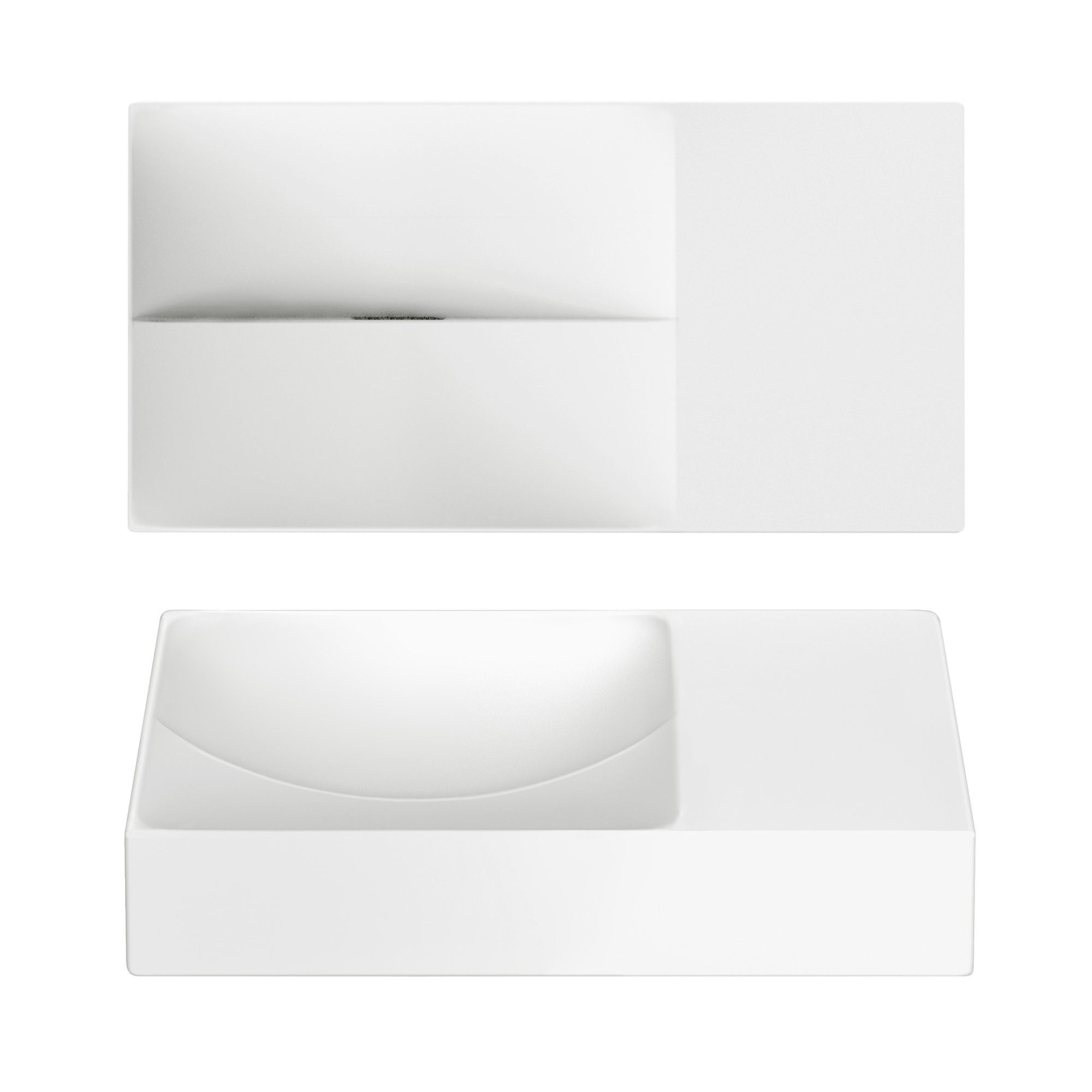 Clou Vale fontein 38x19cm keramiek - zonder kraangat rechts - mat wit - CL/03.02161.R - Afbeelding 2