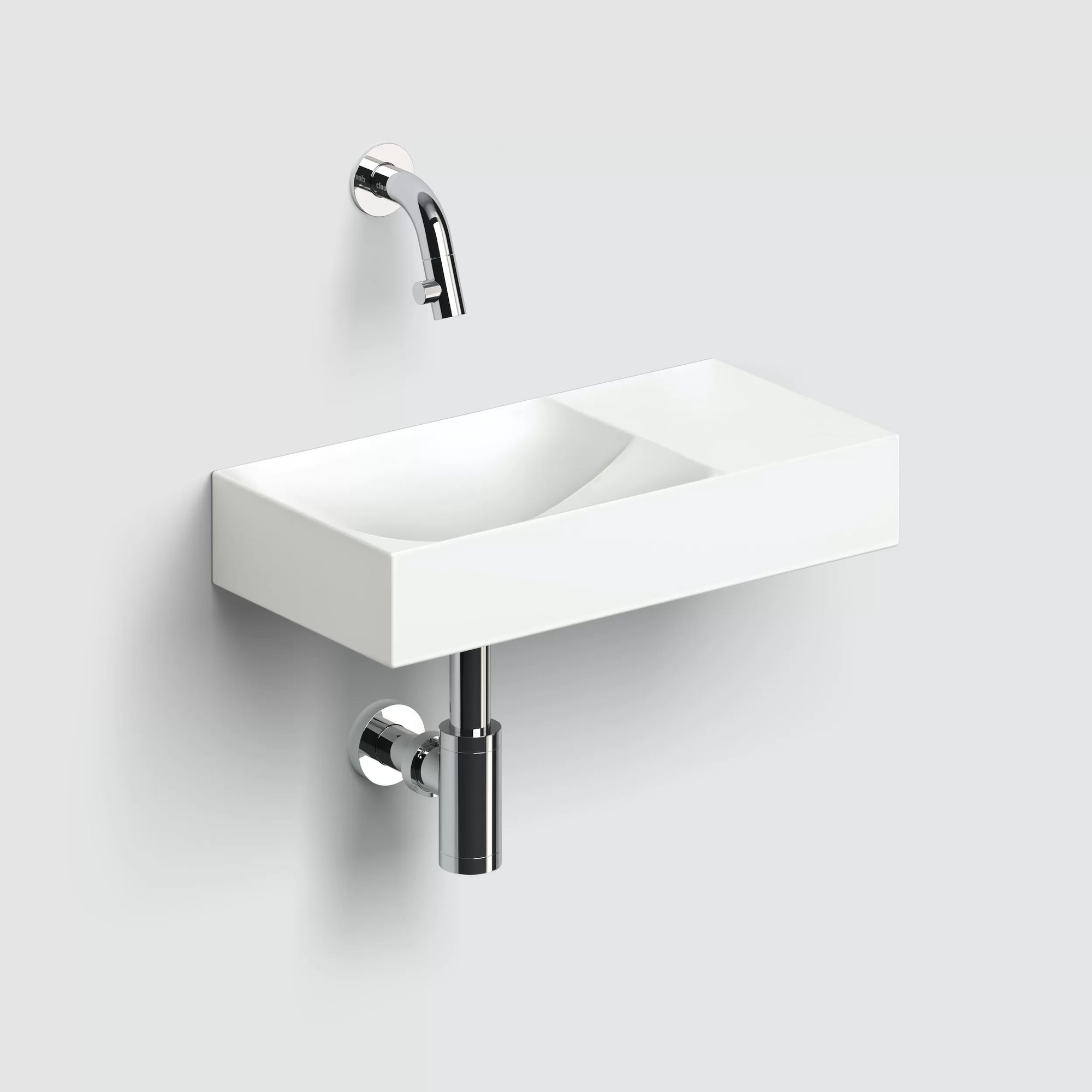 Clou Vale fontein 38x19cm keramiek - zonder kraangat rechts - mat wit - CL/03.02161.R - Afbeelding 4