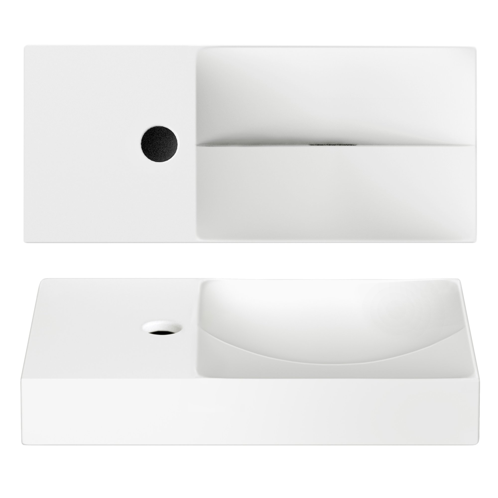 Clou Vale fontein 45x19cm keramiek - met kraangat links - mat wit - CL/03.02162.01.L - Afbeelding 2