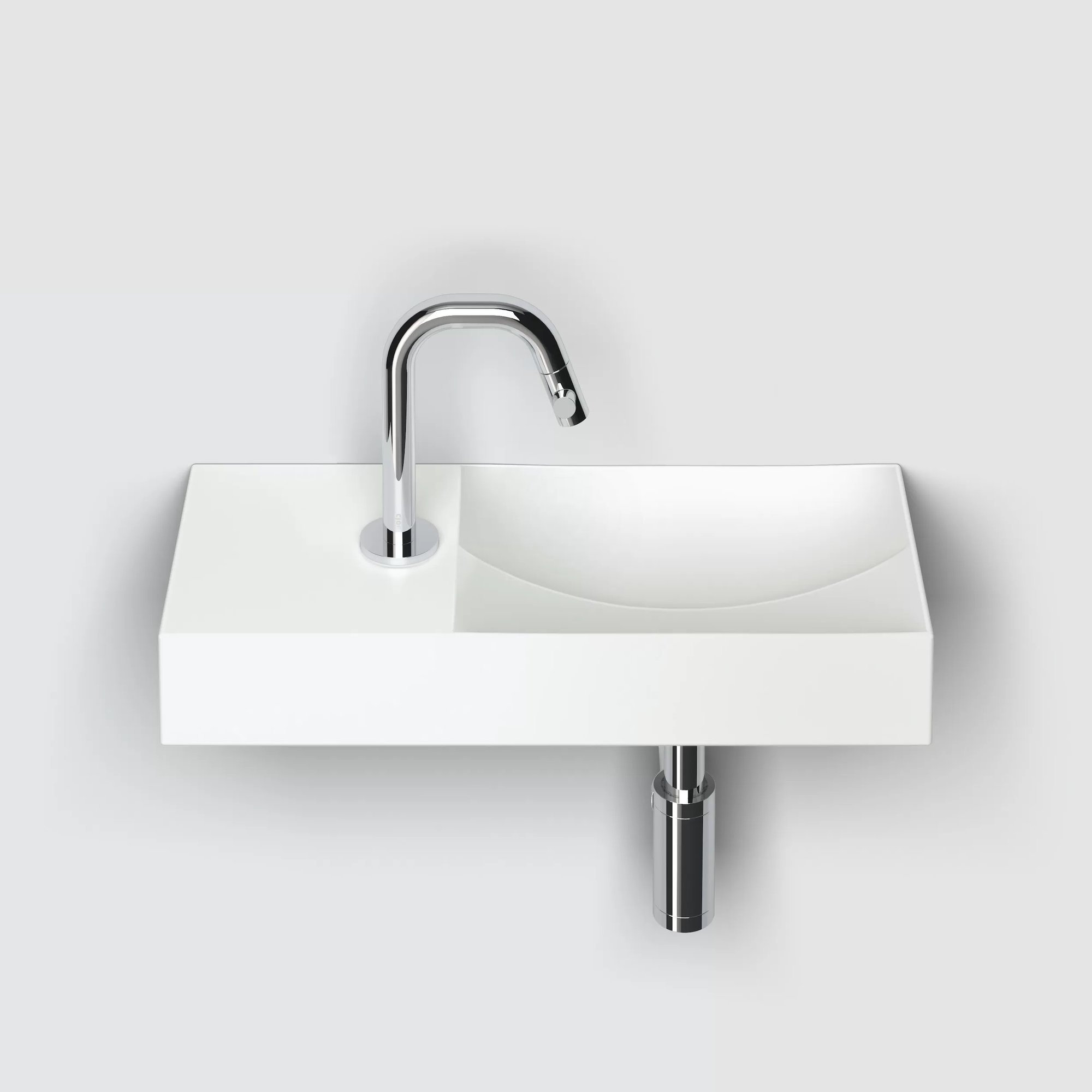 Clou Vale fontein 45x19cm keramiek - met kraangat links - mat wit - CL/03.02162.01.L - Afbeelding 4