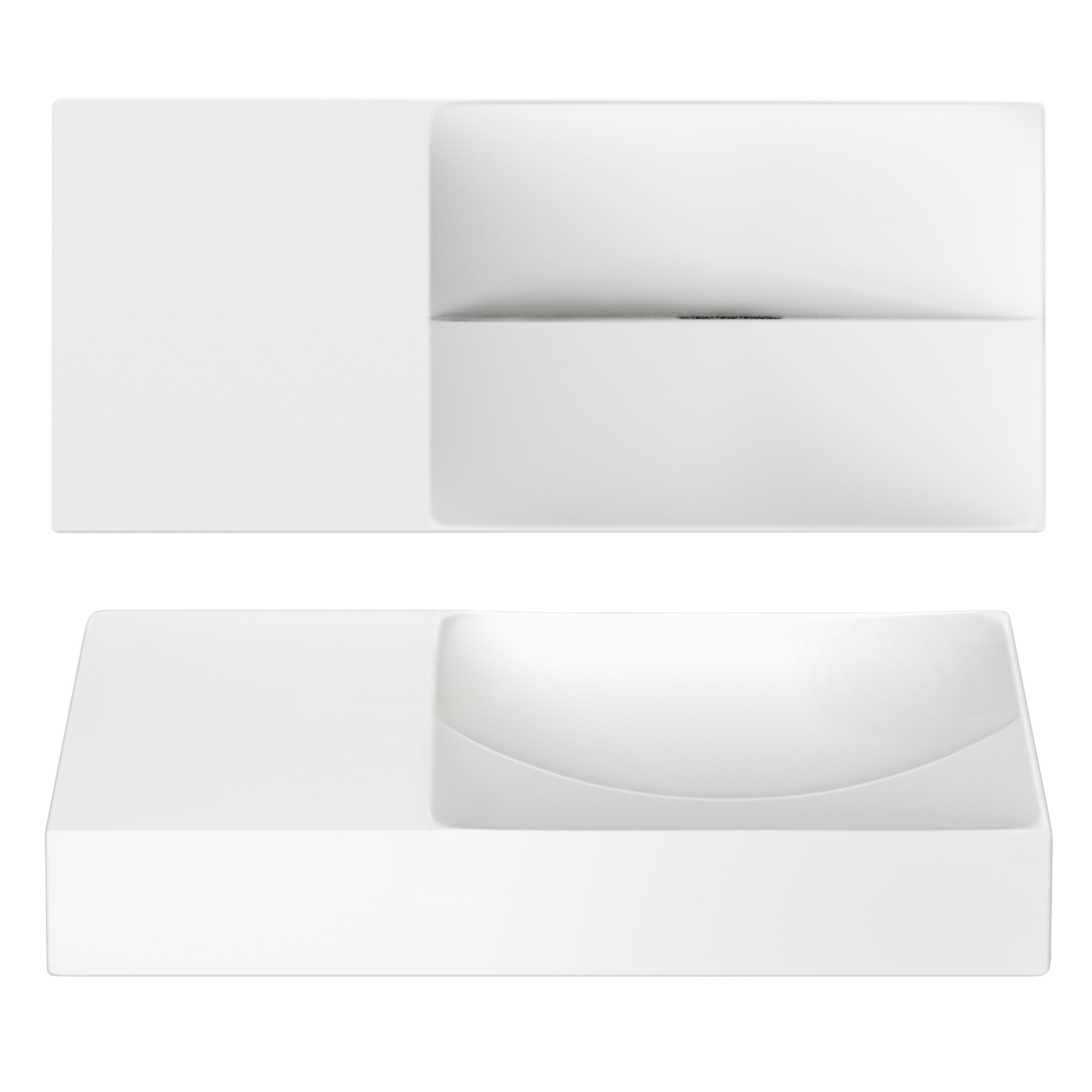 Clou Vale fontein 45x19cm keramiek - zonder kraangat links - mat wit - CL/03.02162.L - Afbeelding 2