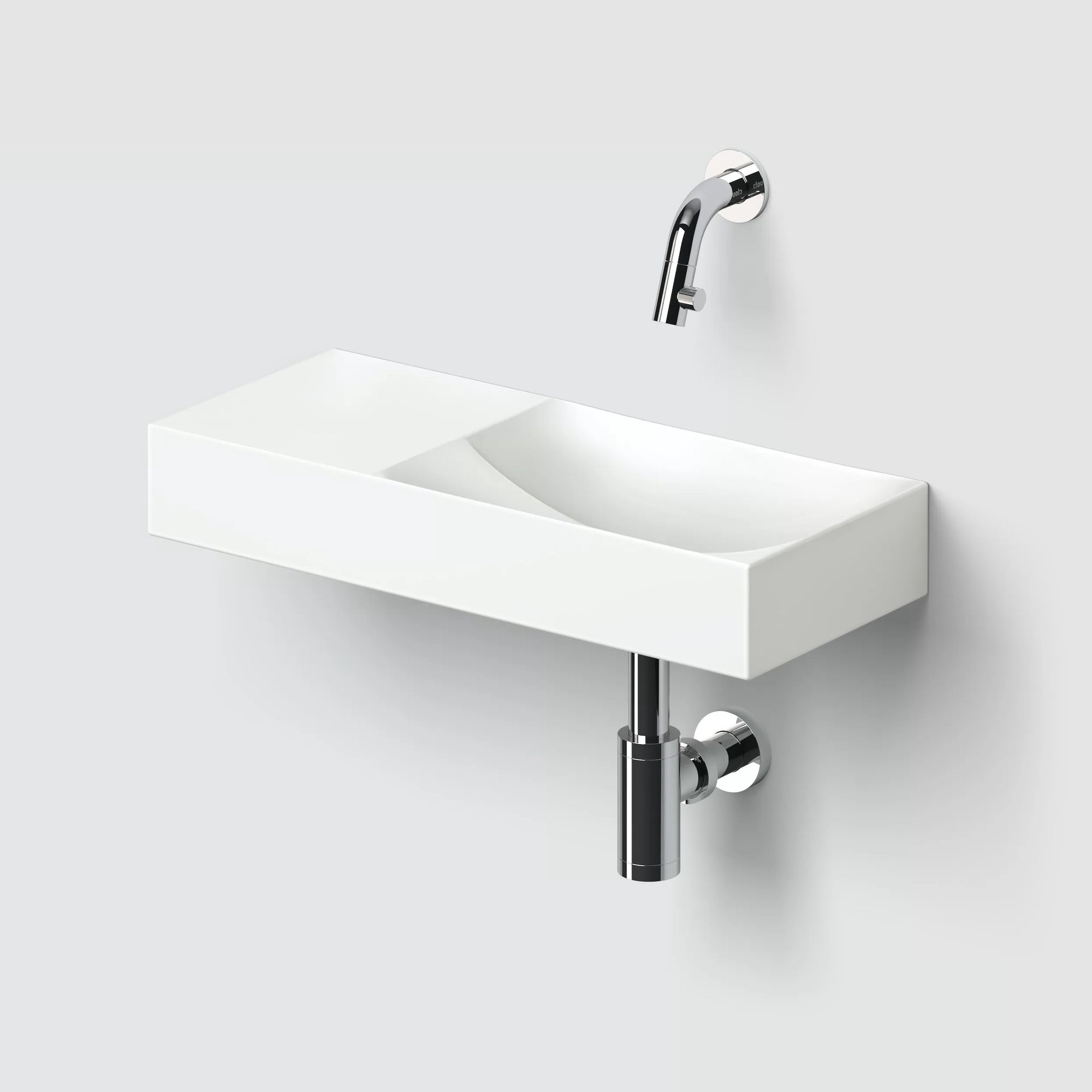 Clou Vale fontein 45x19cm keramiek - zonder kraangat links - mat wit - CL/03.02162.L - Afbeelding 3